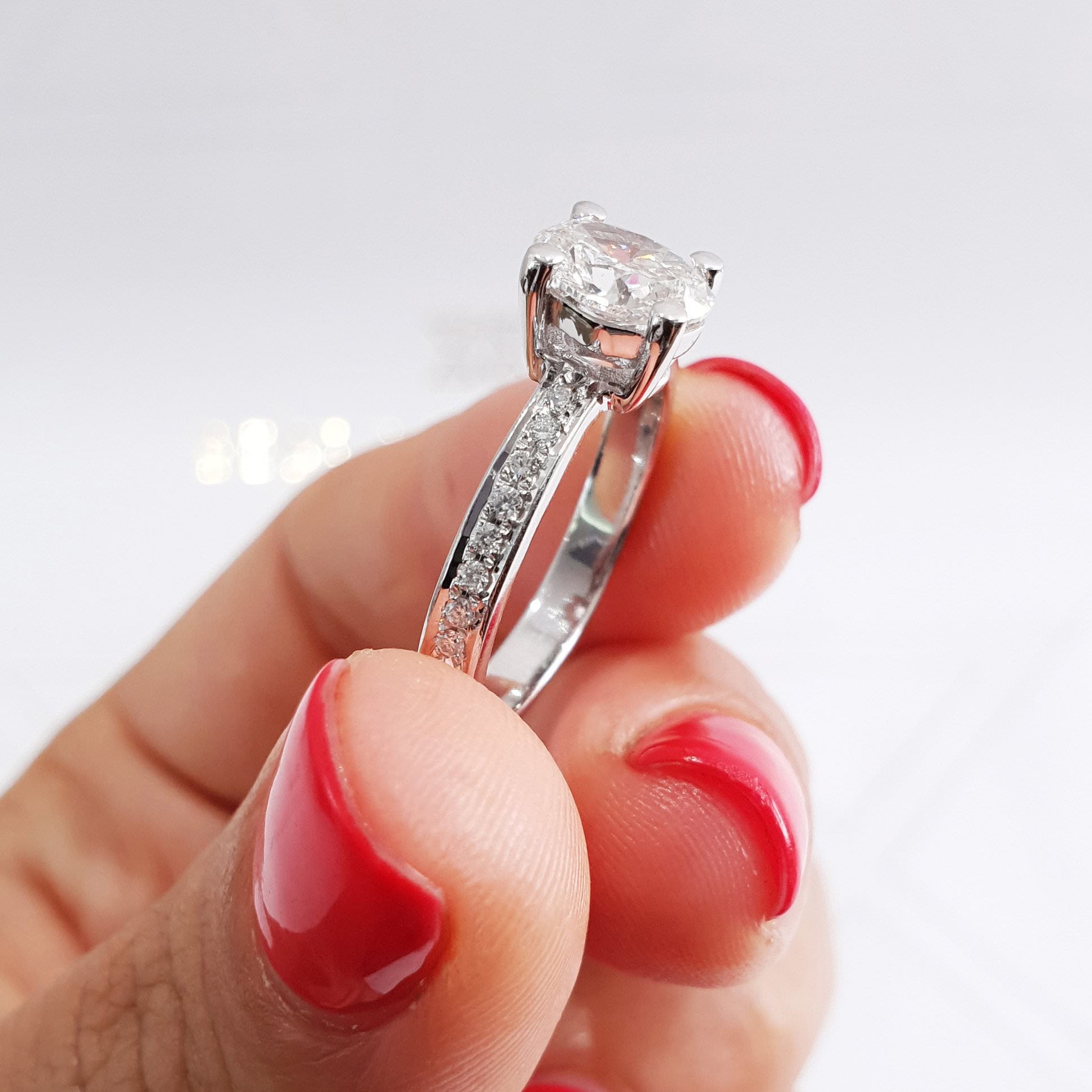 Giselle Lab Grown Diamond Ring -14K White Gold