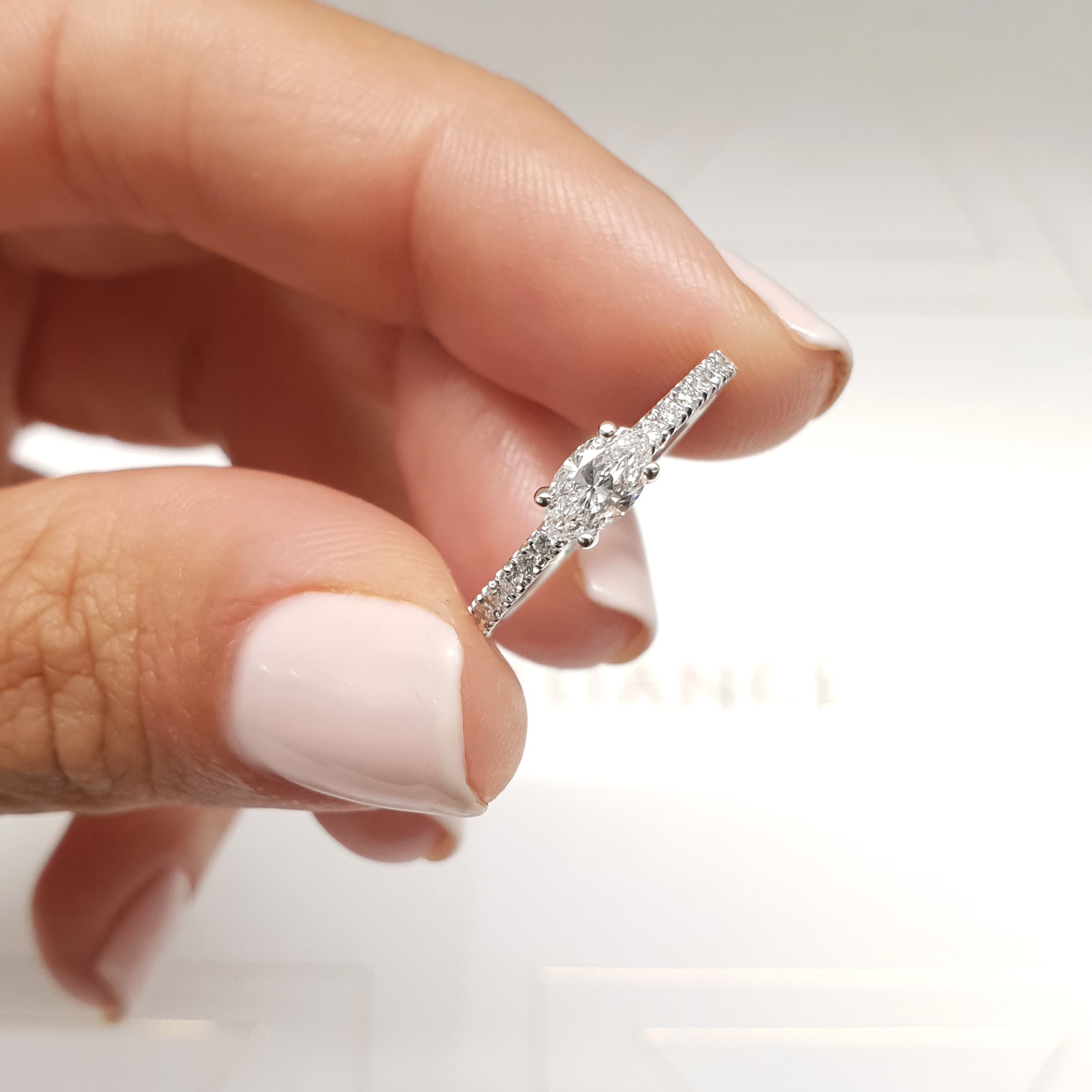 Chloe Marquise Lab Grown Stacking Ring (0.60 Carat) -18K White Gold