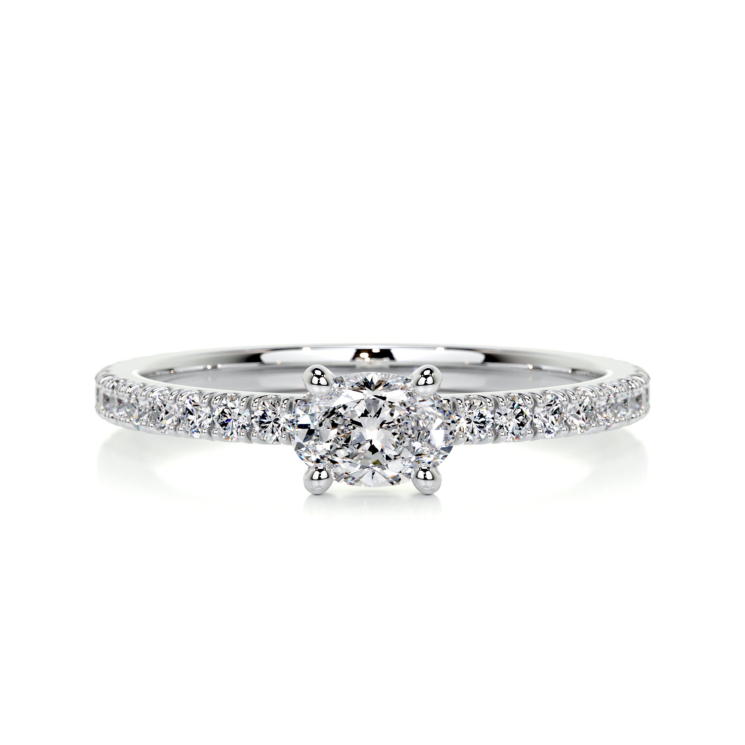 Chloe Oval Stacking Ring (0.55 Carat) -18K White Gold