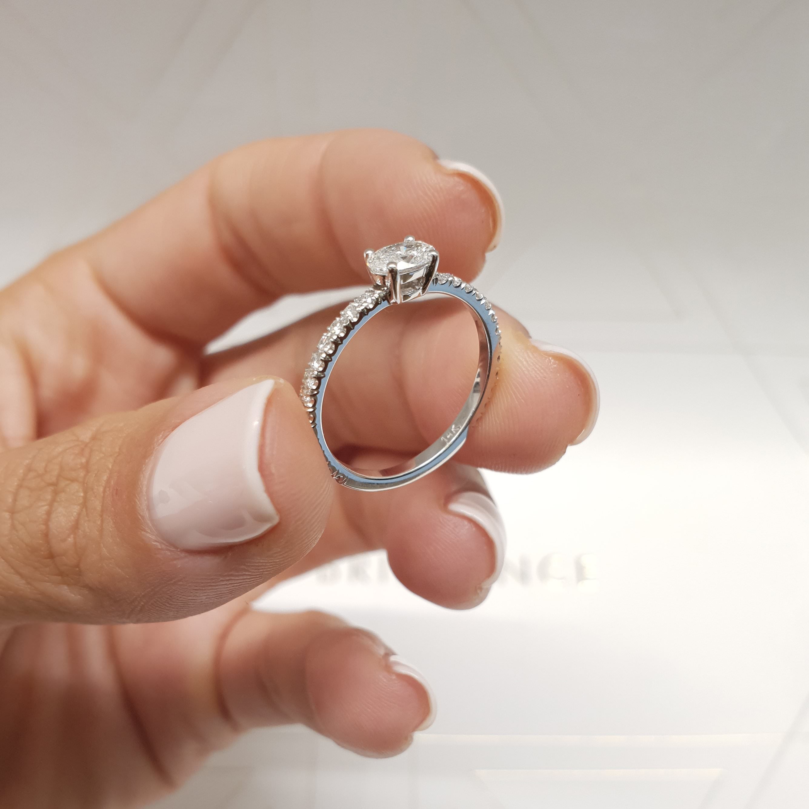 Chloe Oval Lab Grown Stacking Ring (0.55 Carat) -18K White Gold