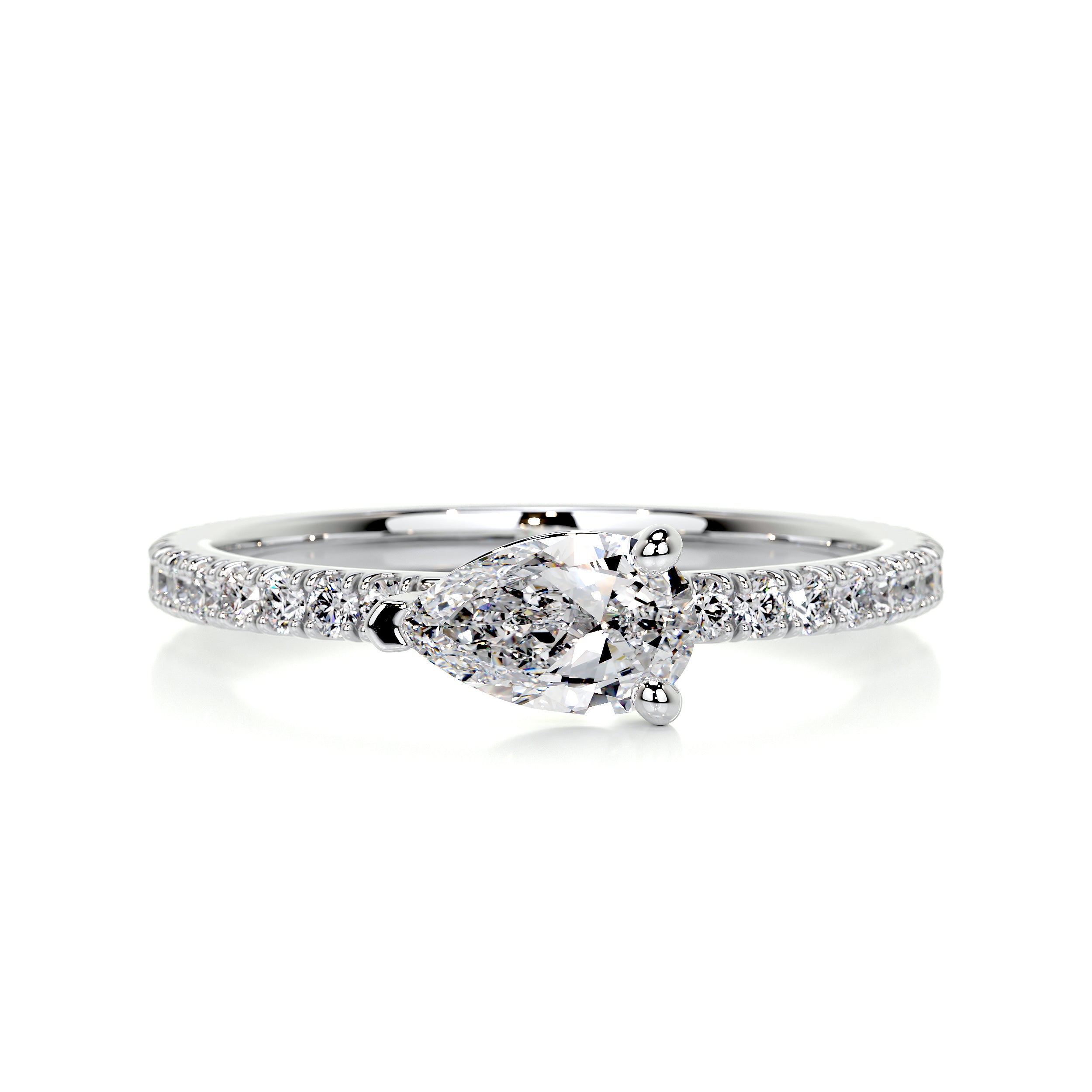 Chloe Pear Stacking Ring (0.75 Carat) -14K White Gold