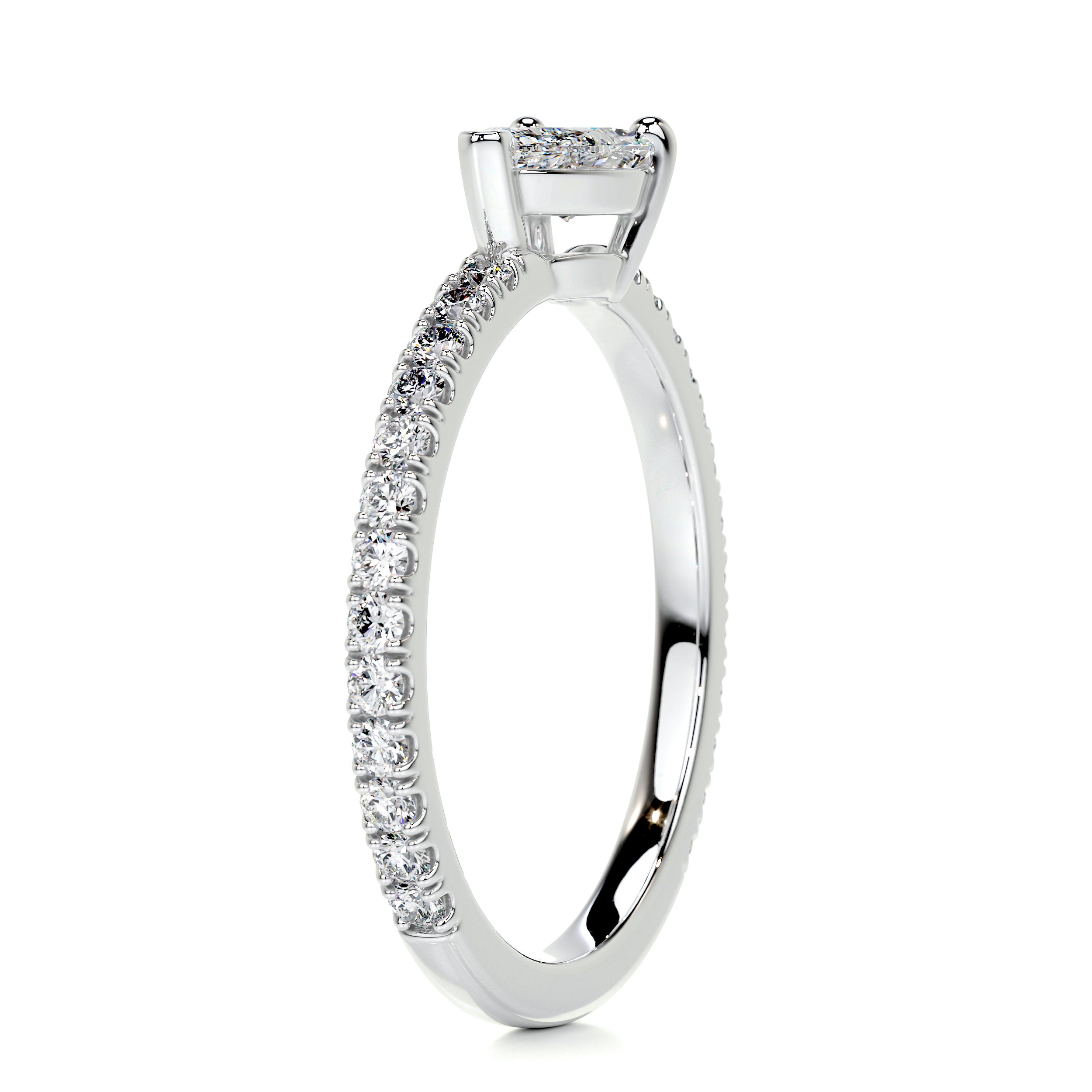 Chloe Pear Stacking Ring   (0.75 Carat) -18K White Gold