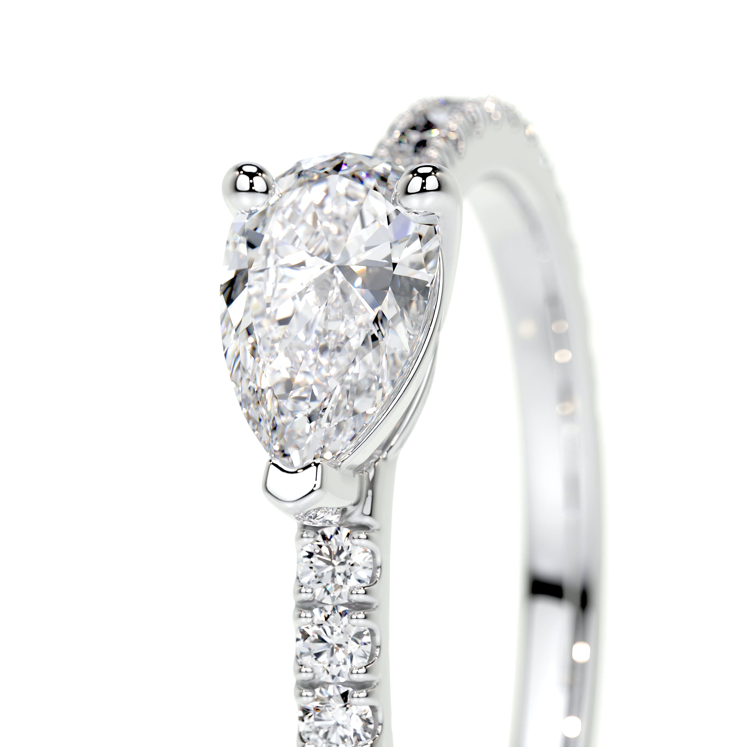 Chloe Pear Lab Grown Stacking Ring (0.75 Carat) -Platinum