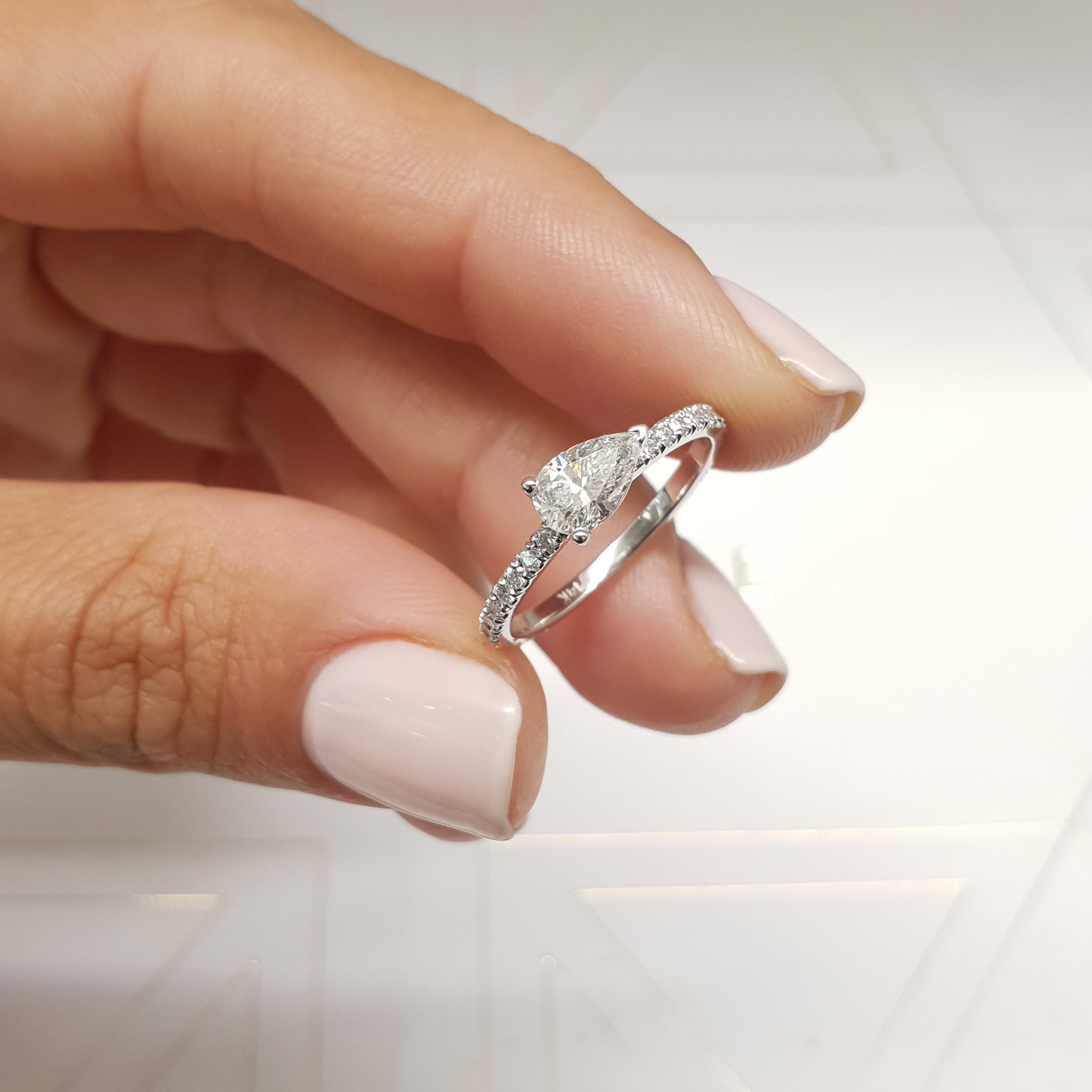 Chloe Pear Lab Grown Stacking Ring (0.75 Carat) -Platinum