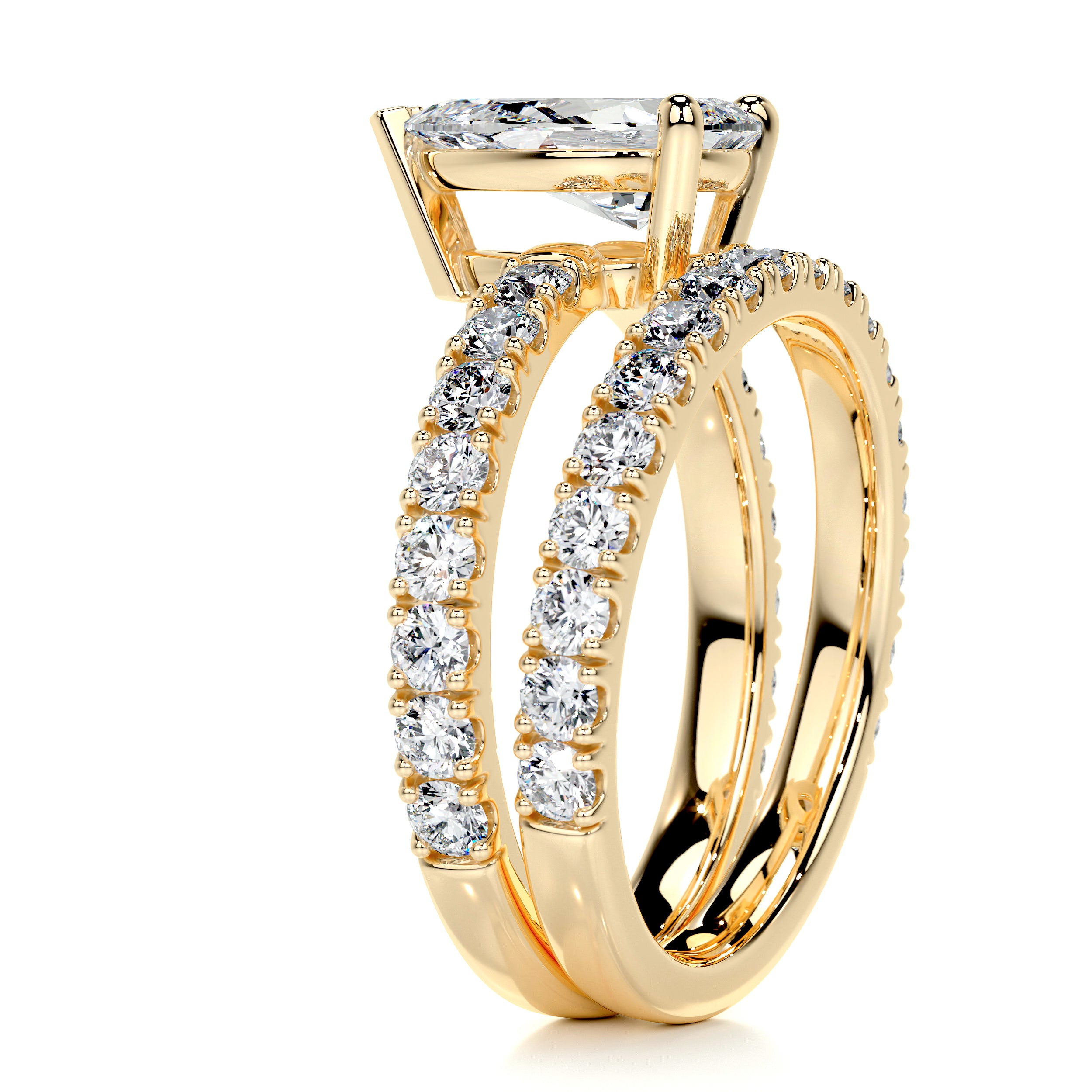 Hailey Diamond Bridal Set -18K Yellow Gold