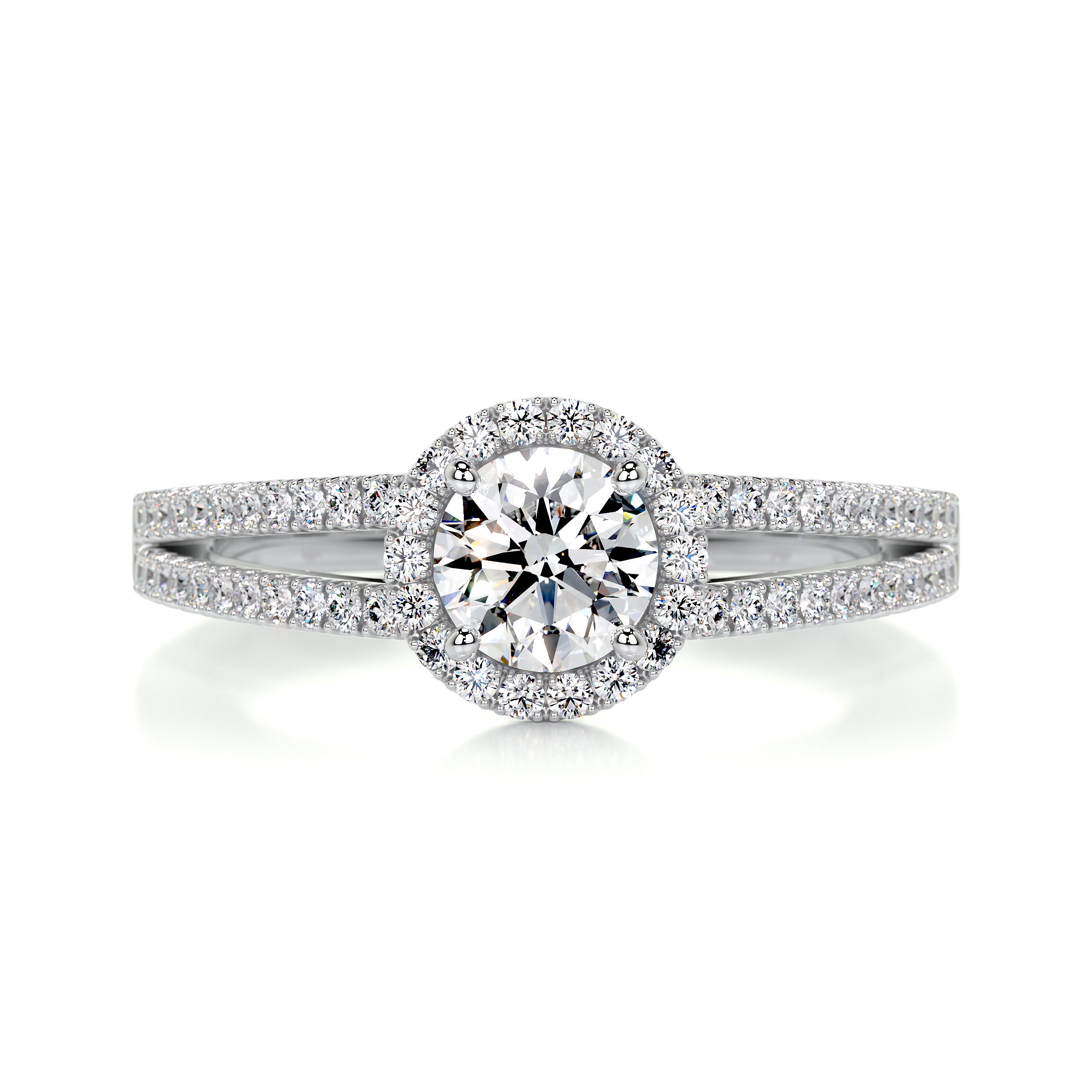 Ruby Diamond Engagement Ring -18K White Gold