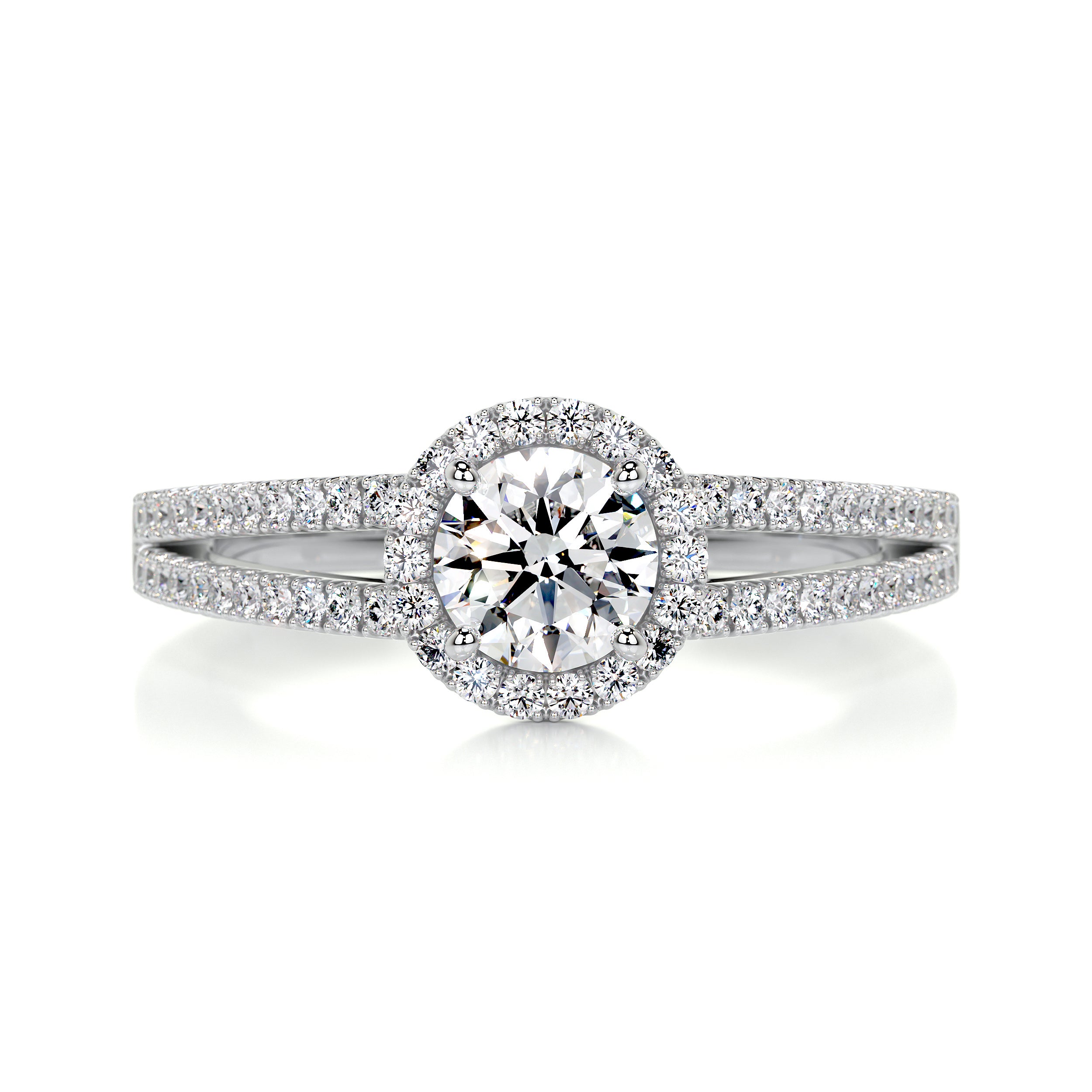 Ruby Diamond Engagement Ring -14K White Gold
