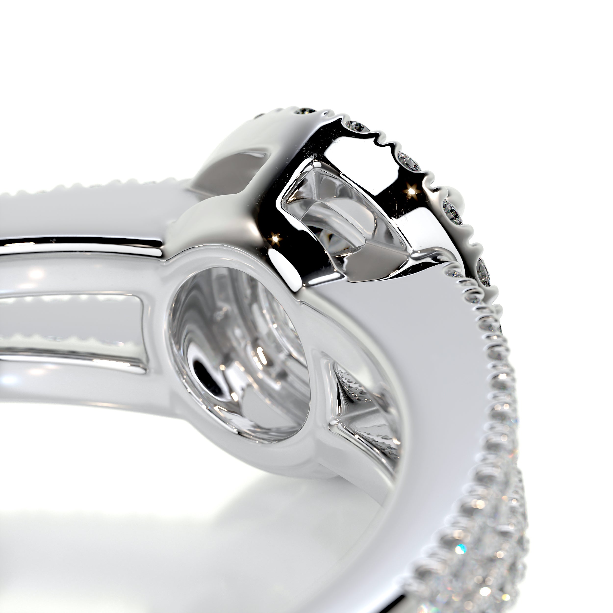 Ruby Diamond Engagement Ring -18K White Gold