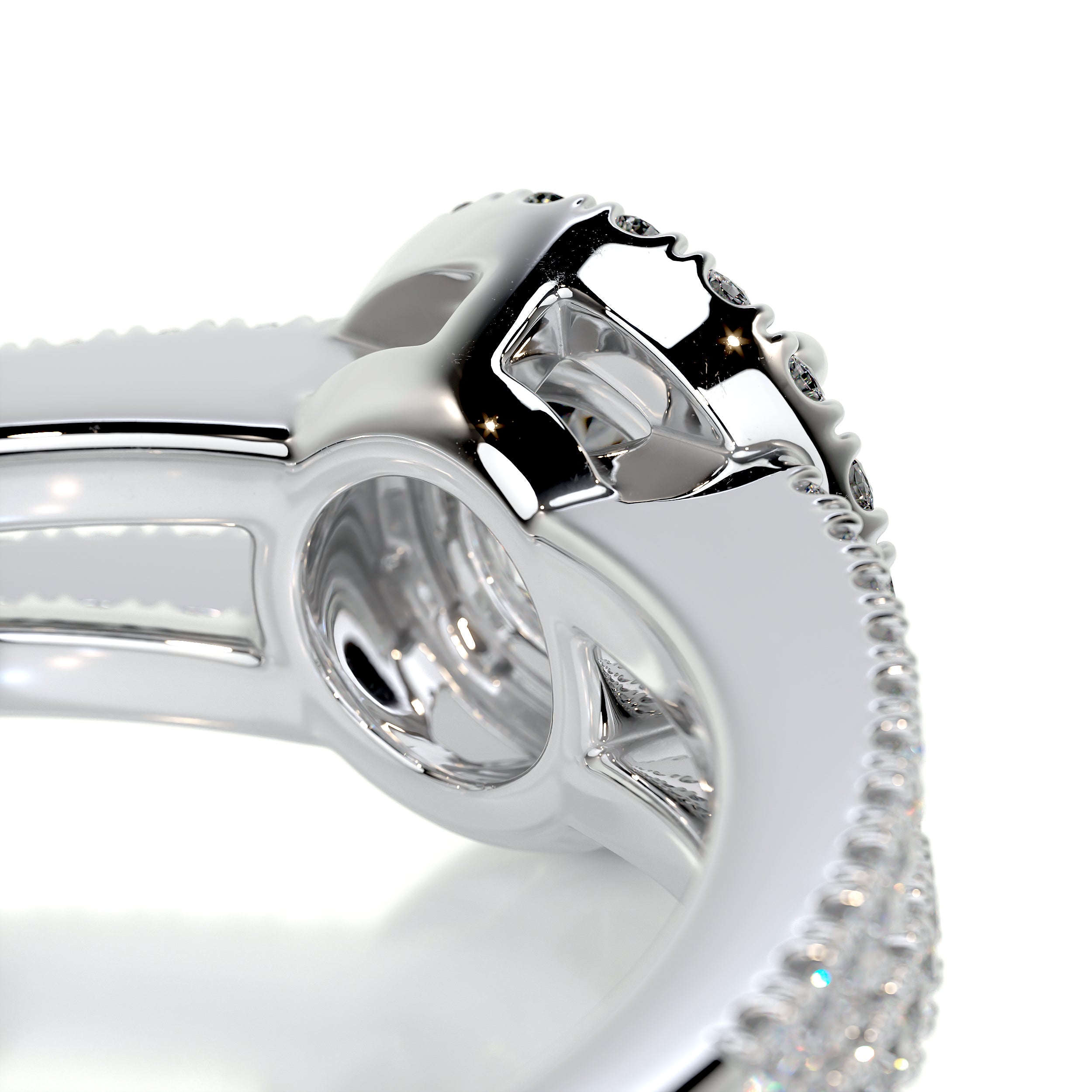Ruby Diamond Engagement Ring -14K White Gold