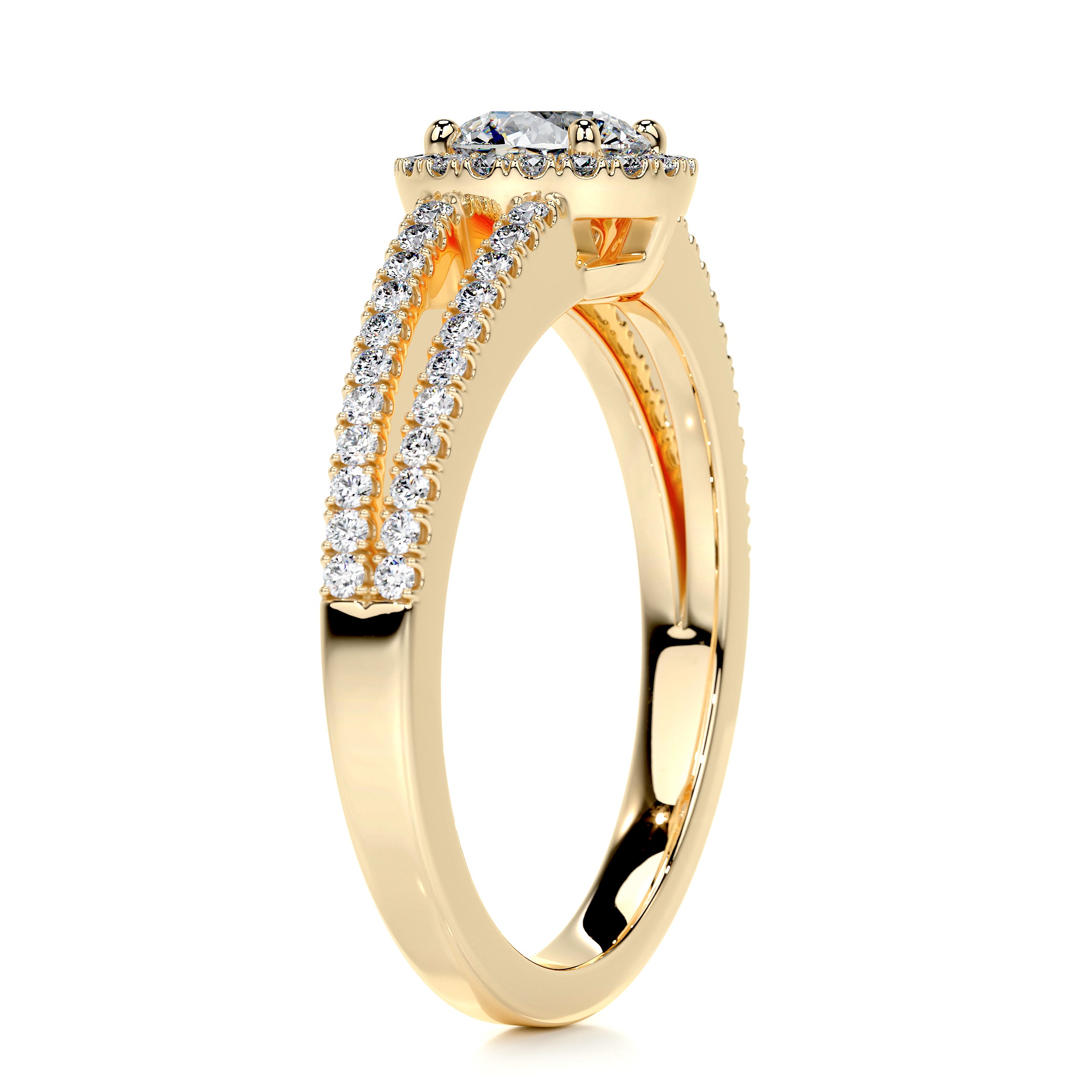 Ruby Diamond Engagement Ring -18K Yellow Gold