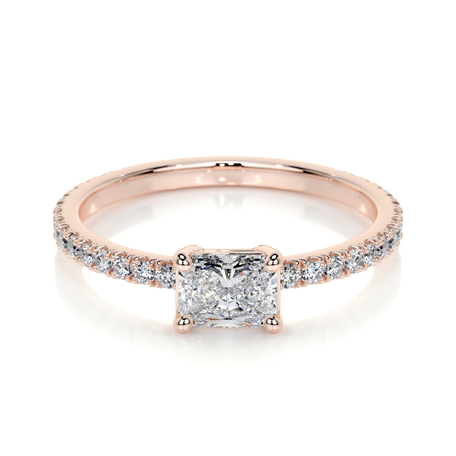 Chloe Radiant Lab Grown Stacking Ring   (0.75 Carat) - 14K Rose Gold