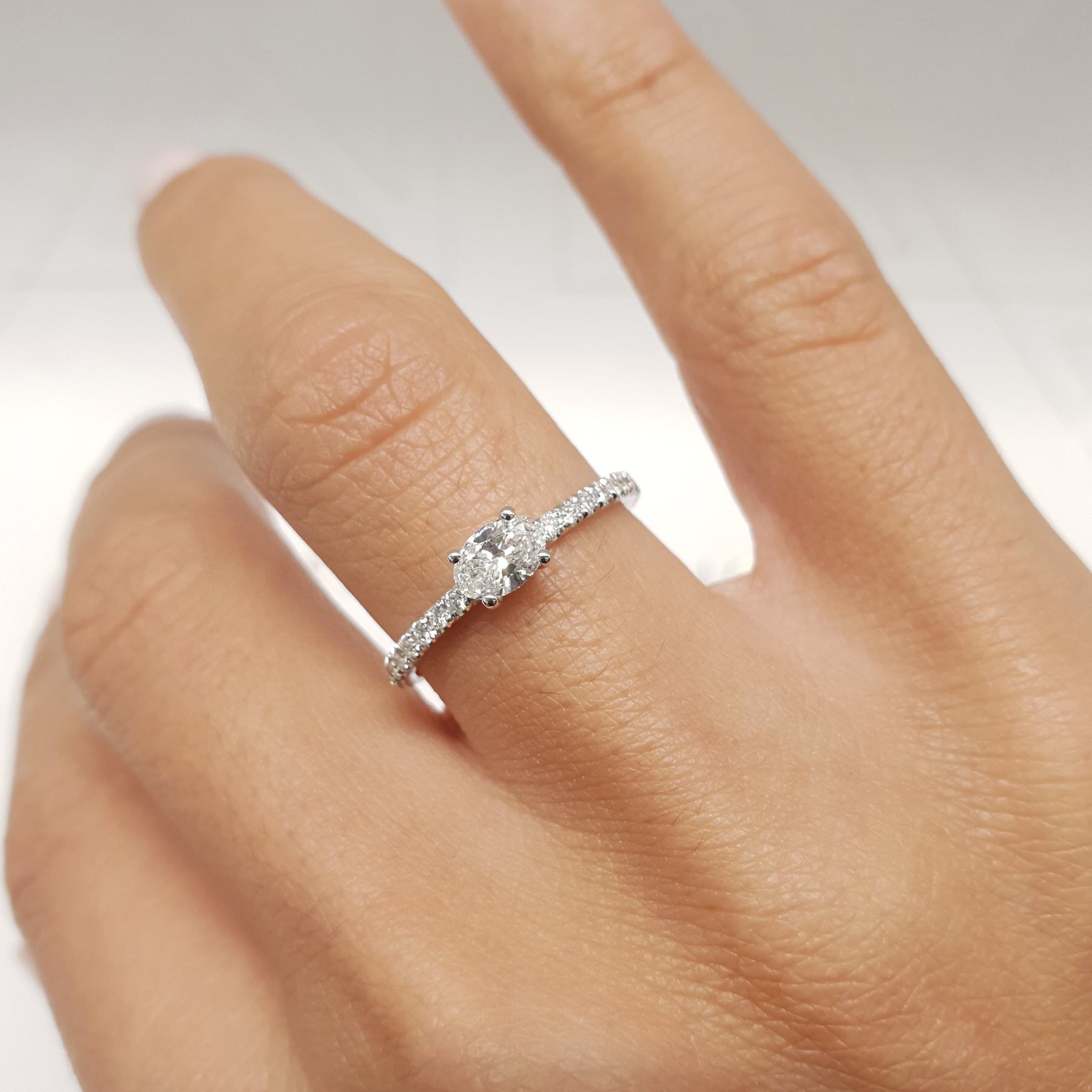 Chloe Radiant Lab Grown Stacking Ring   (0.75 Carat) - 14K White Gold