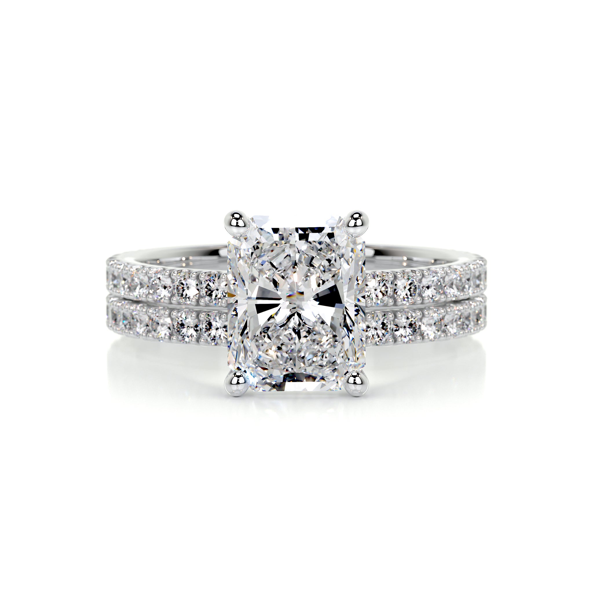 Audrey Diamond Bridal Set -14K White Gold, Side Stones, Radiant, 2 ...