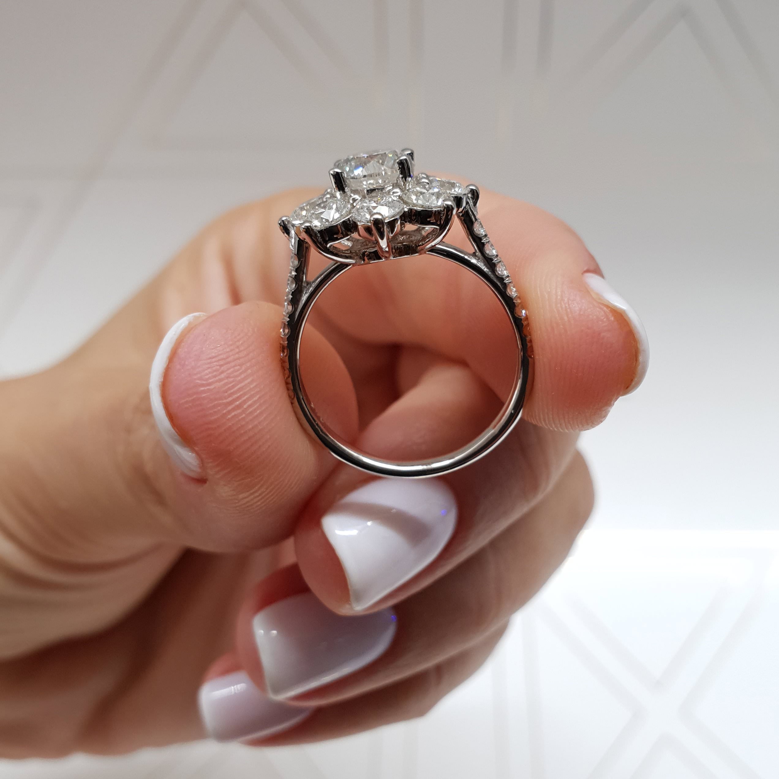 La Fleur Diamond Engagement Ring -14K White Gold