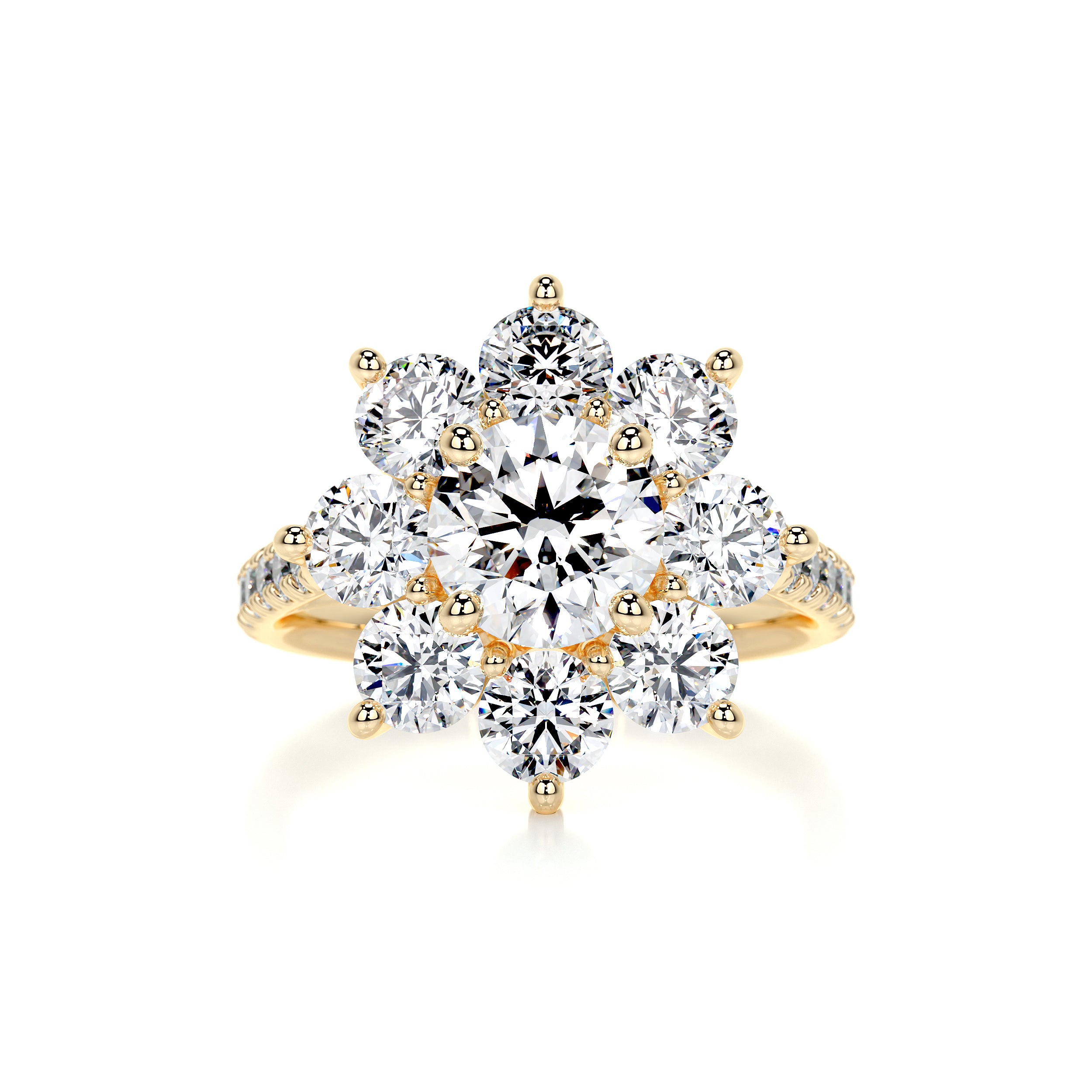 La Fleur Diamond Engagement Ring -18K Yellow Gold