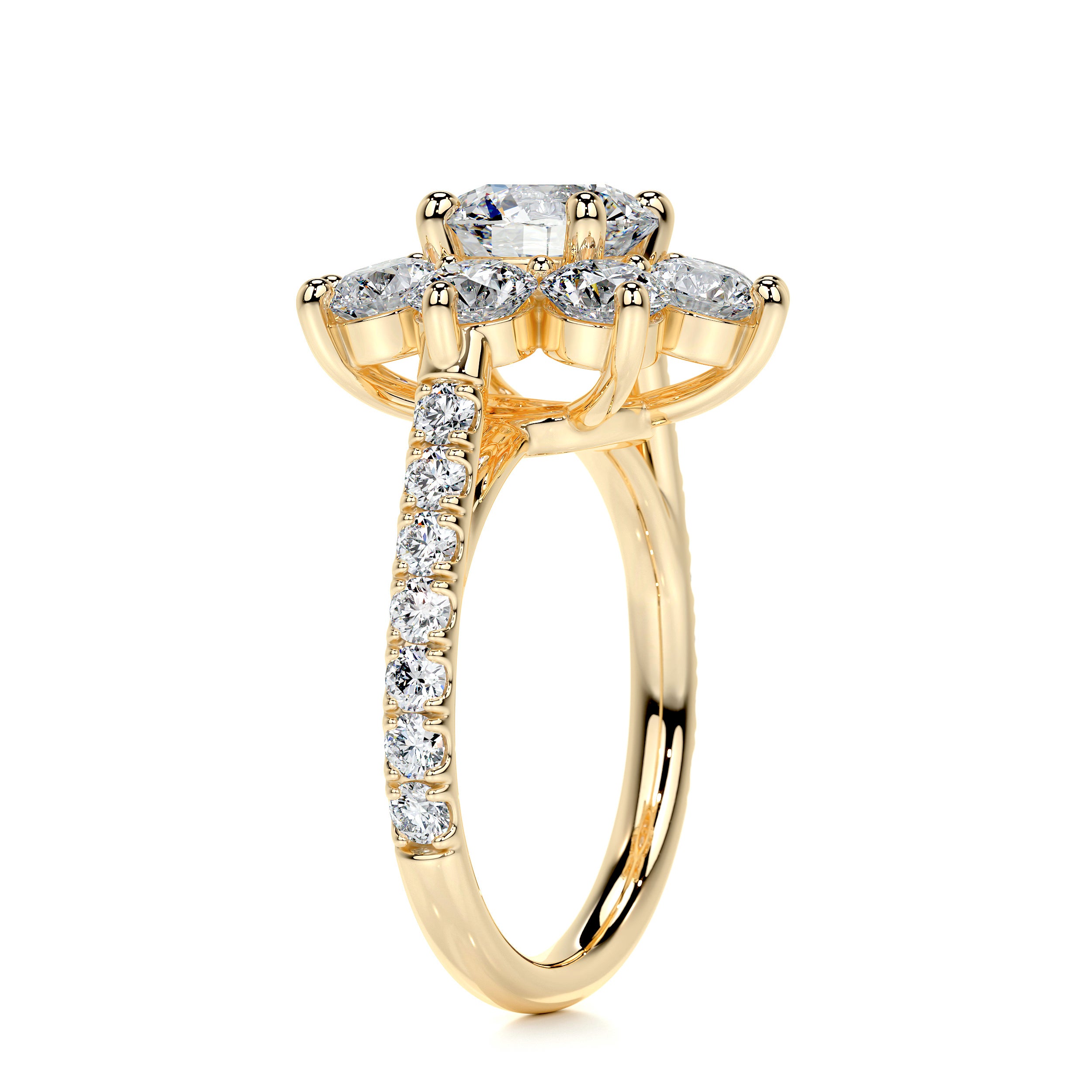 La Fleur Diamond Engagement Ring -18K Yellow Gold