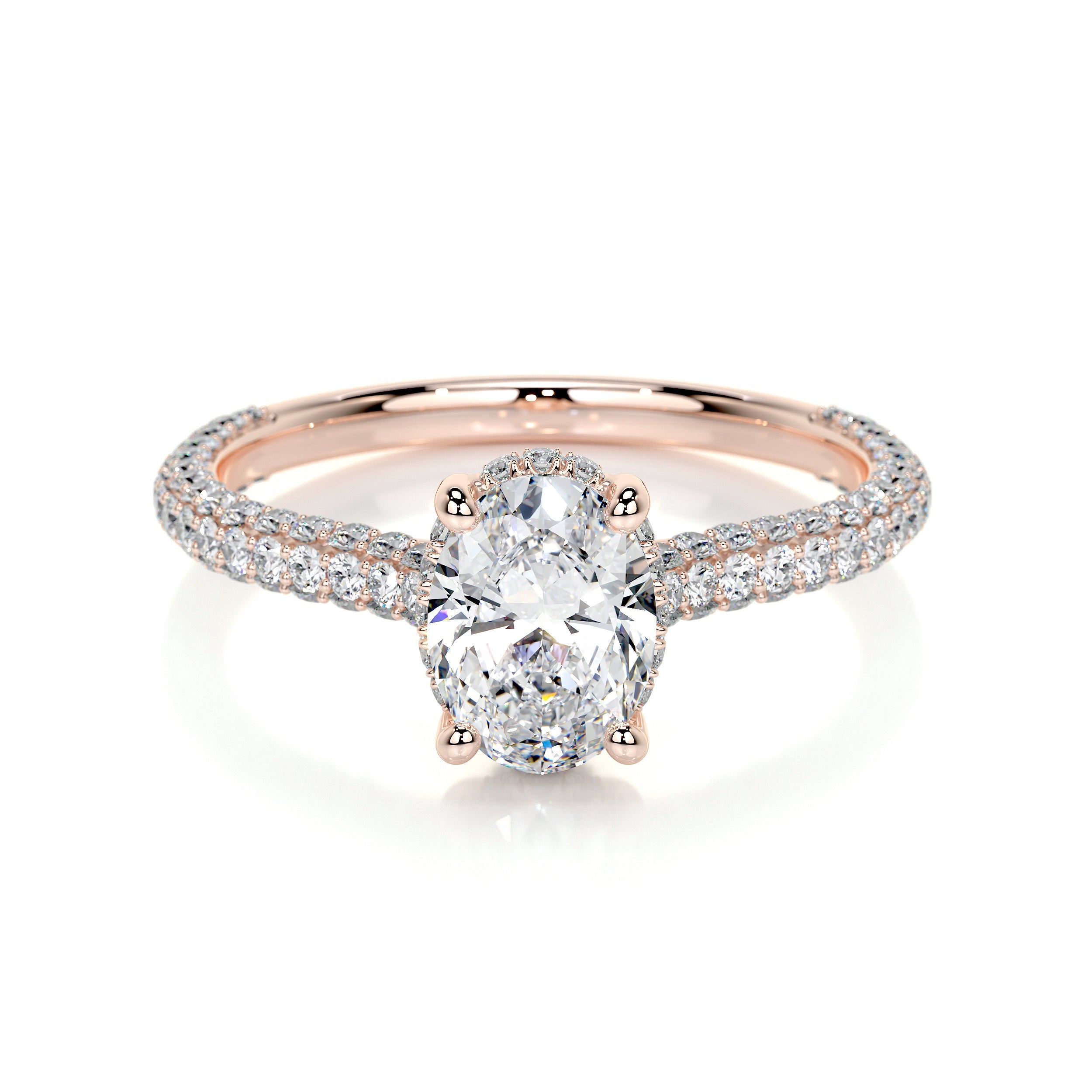 Rebecca Lab Grown Diamond Ring -14K Rose Gold, Hidden Halo, 1.8