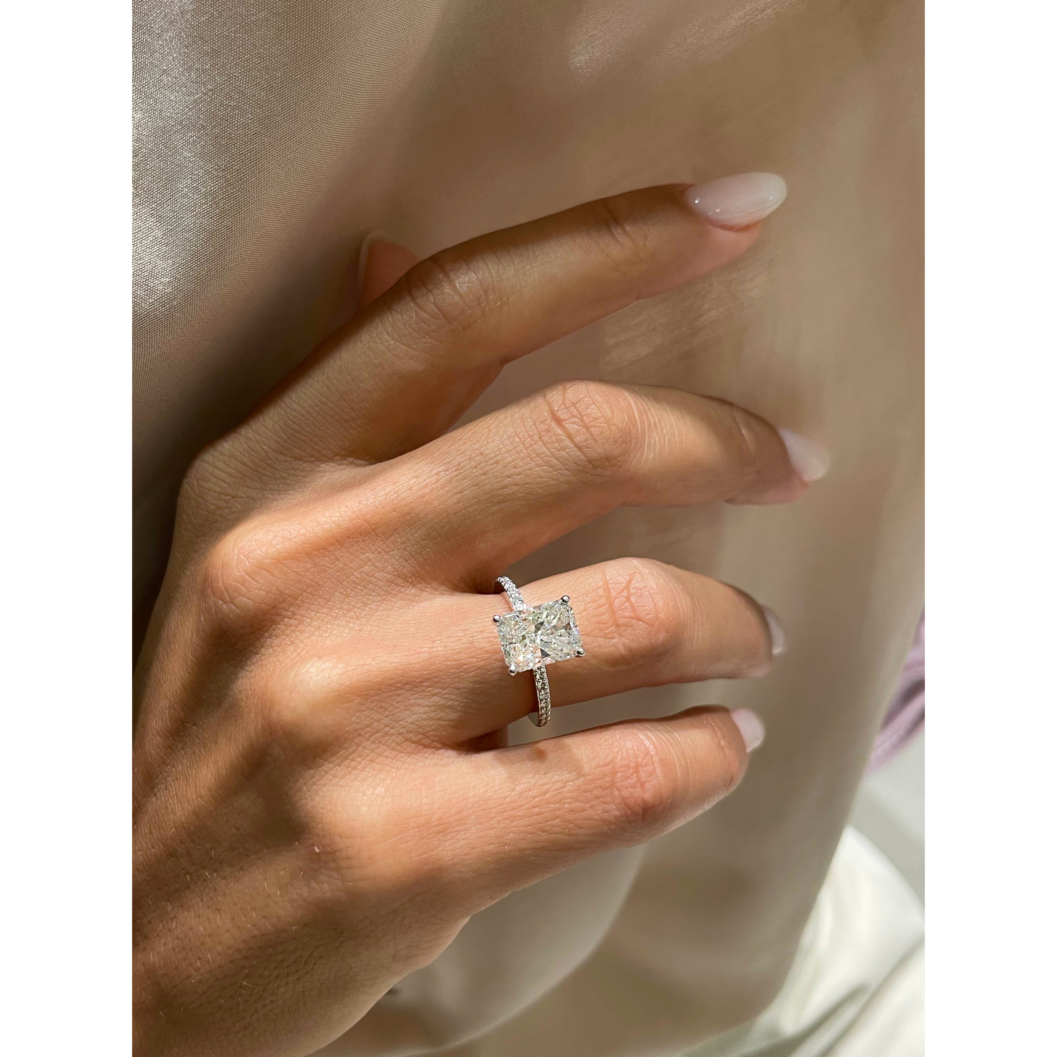 Audrey Lab Grown Diamond Ring   (3.5 Carat) -18K White Gold