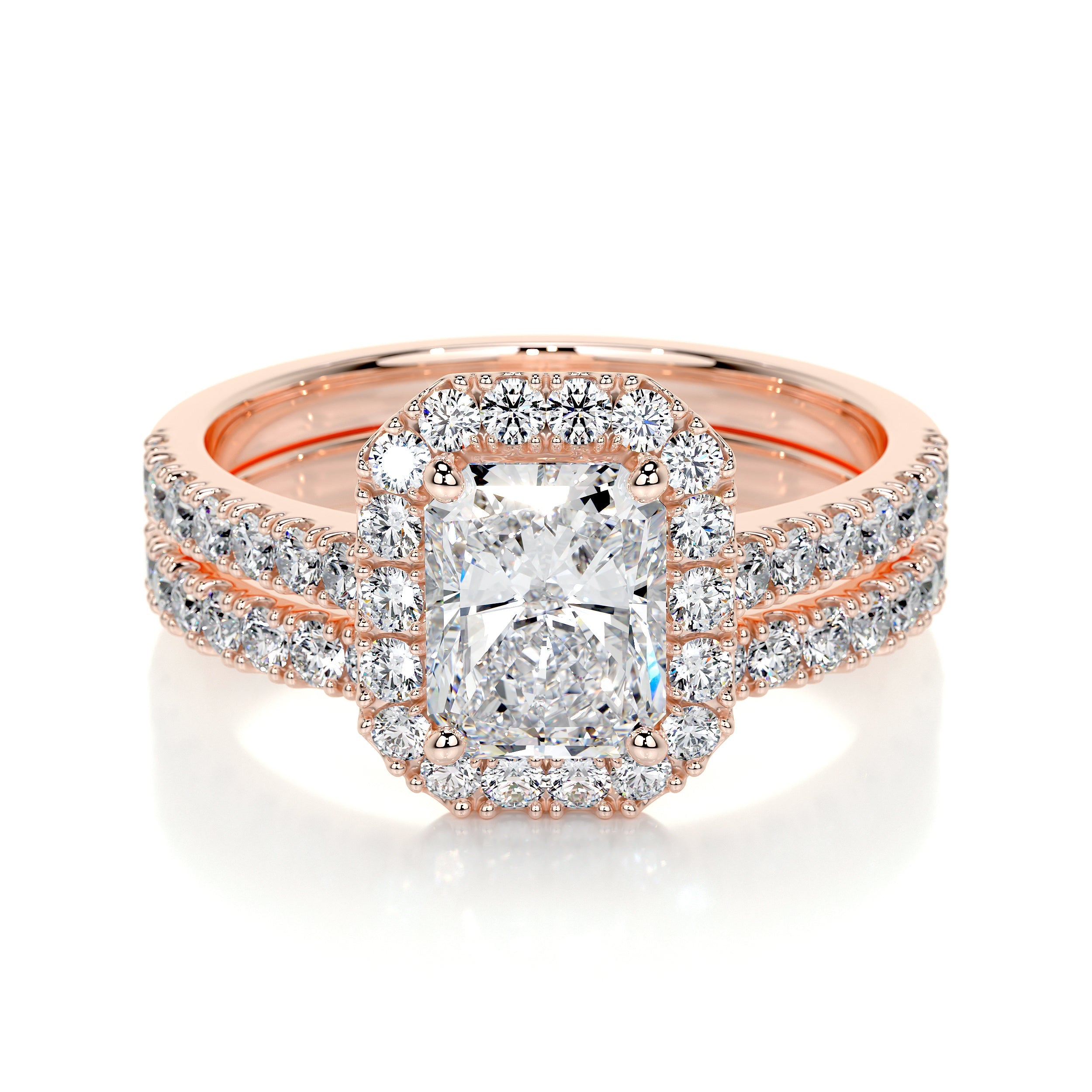Andrea Lab Grown Diamond Bridal Set   (3 Carat) -14K Rose Gold