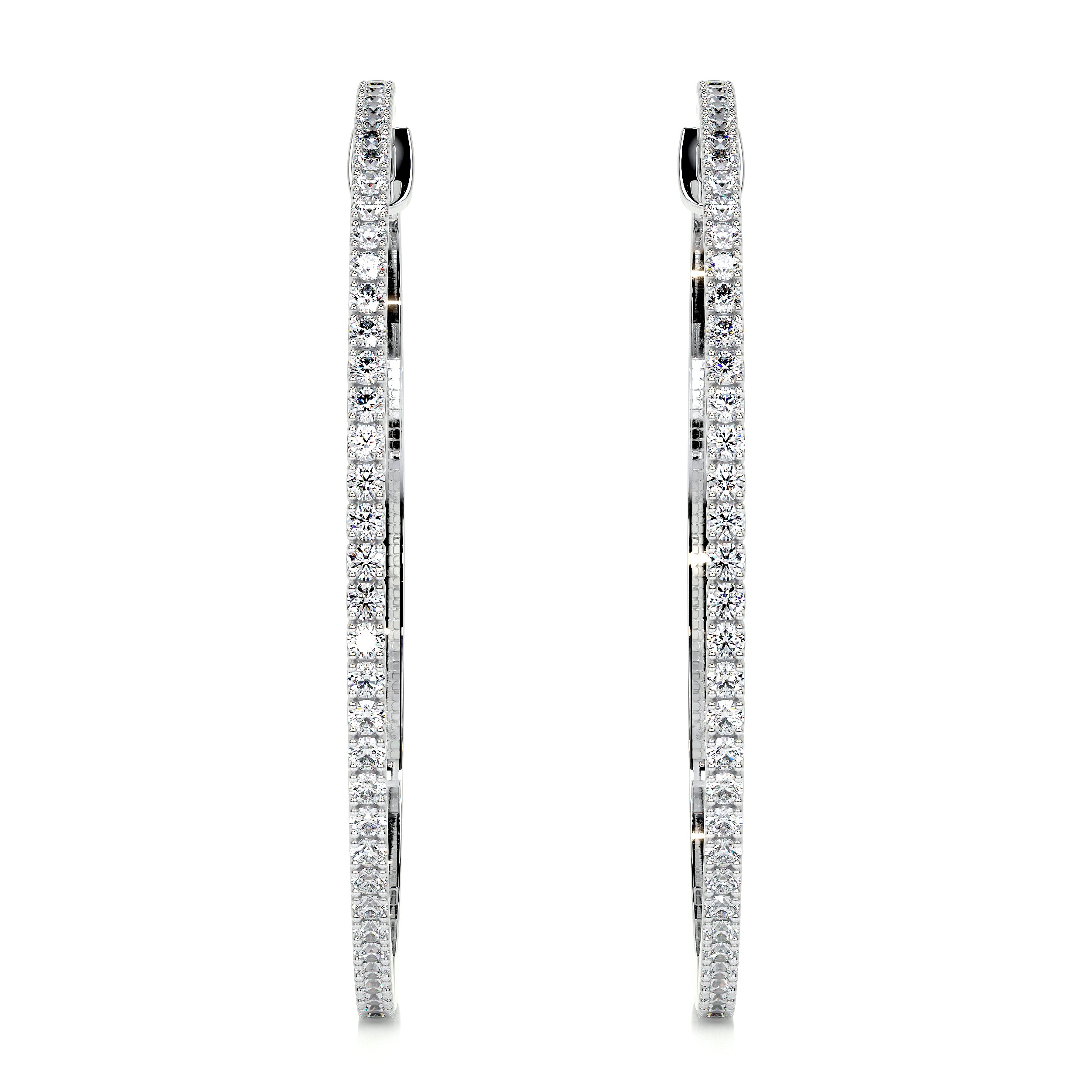 Cali Hoop Diamonds Earrings   (0.6 Carat) -14K White Gold