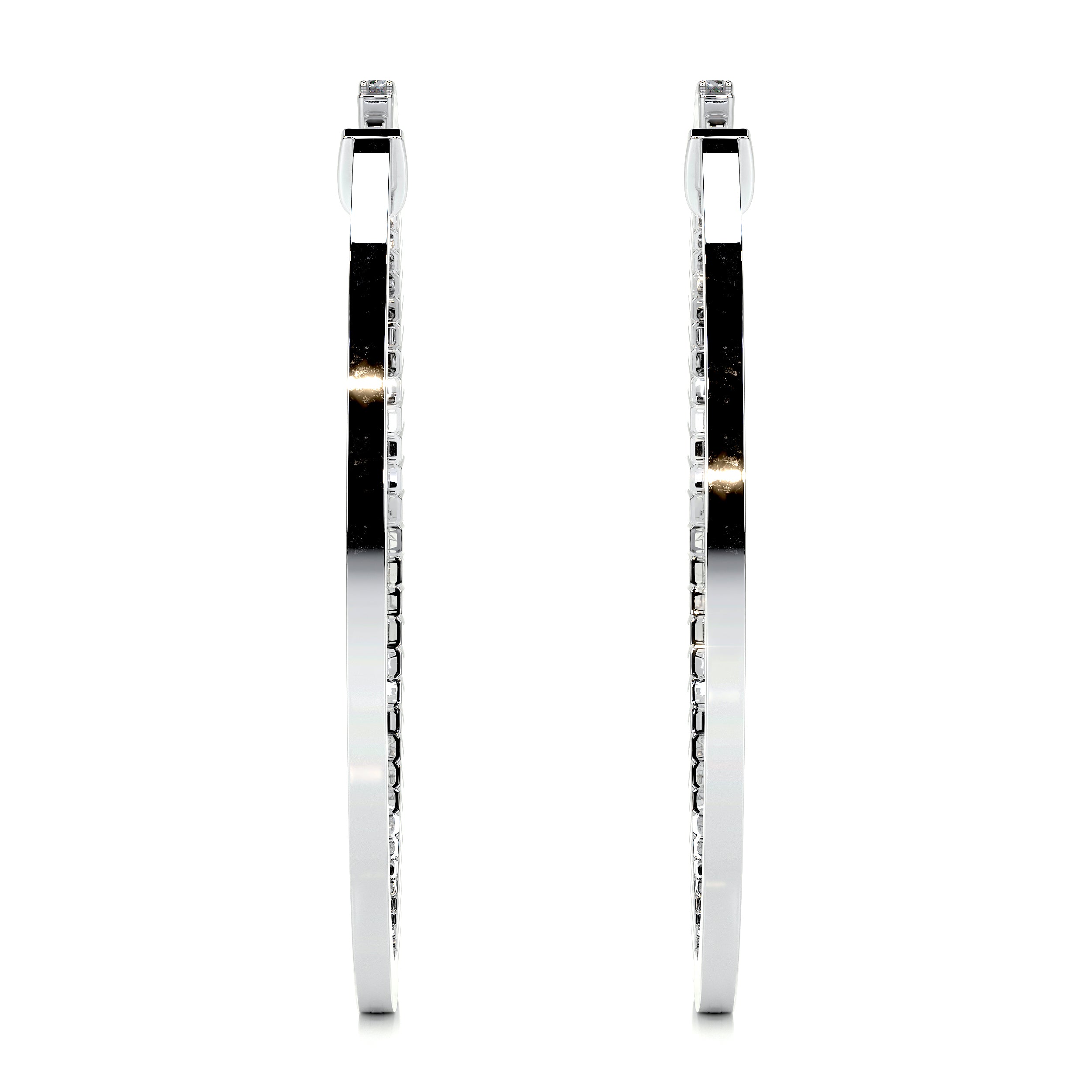 Cali Hoop Diamonds Earrings (0.6 Carat) -18K White Gold