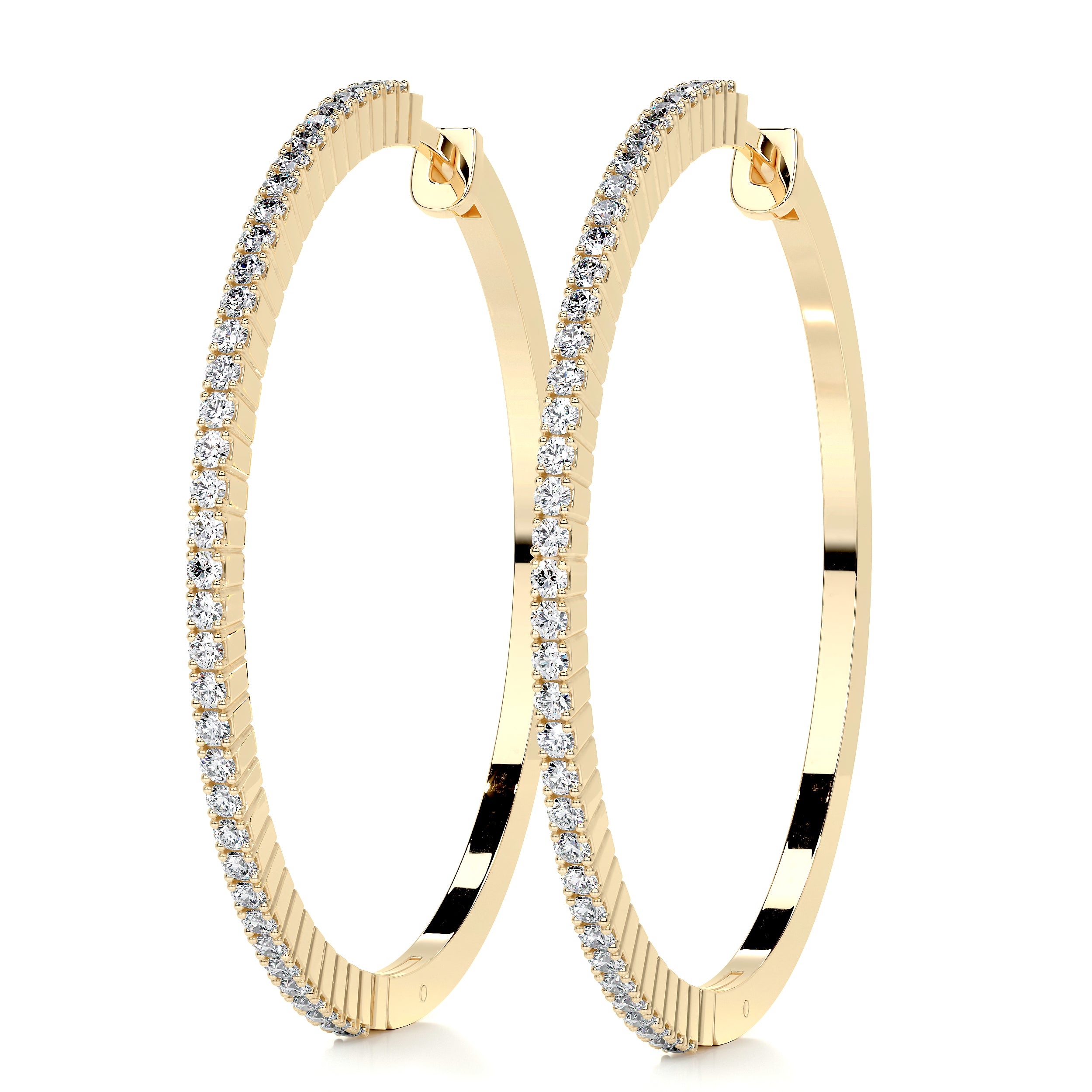 Cali Hoop Lab Grown Diamond Earrings (0.6 Carat) -18K Yellow Gold