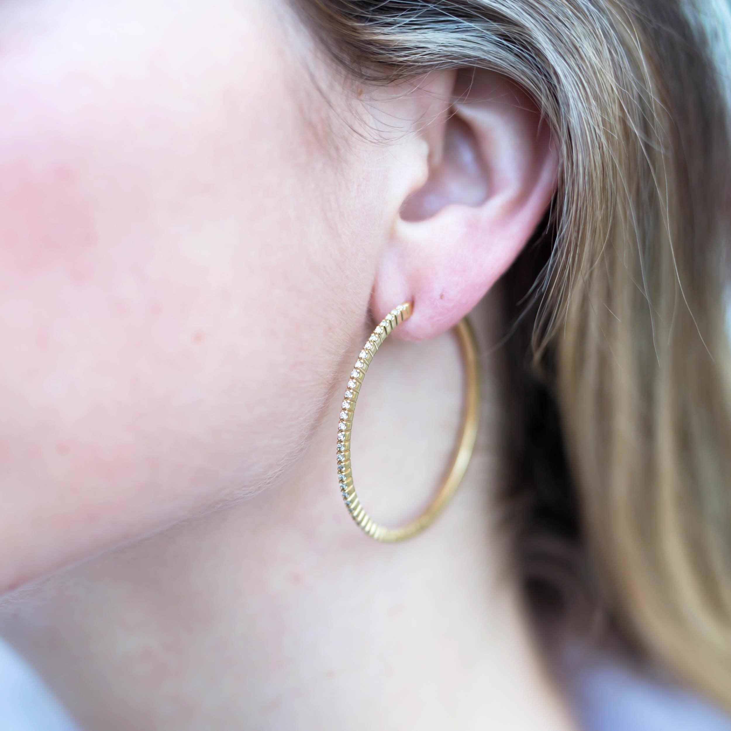 Cali Hoop Diamonds Earrings (0.6 Carat) -18K Yellow Gold