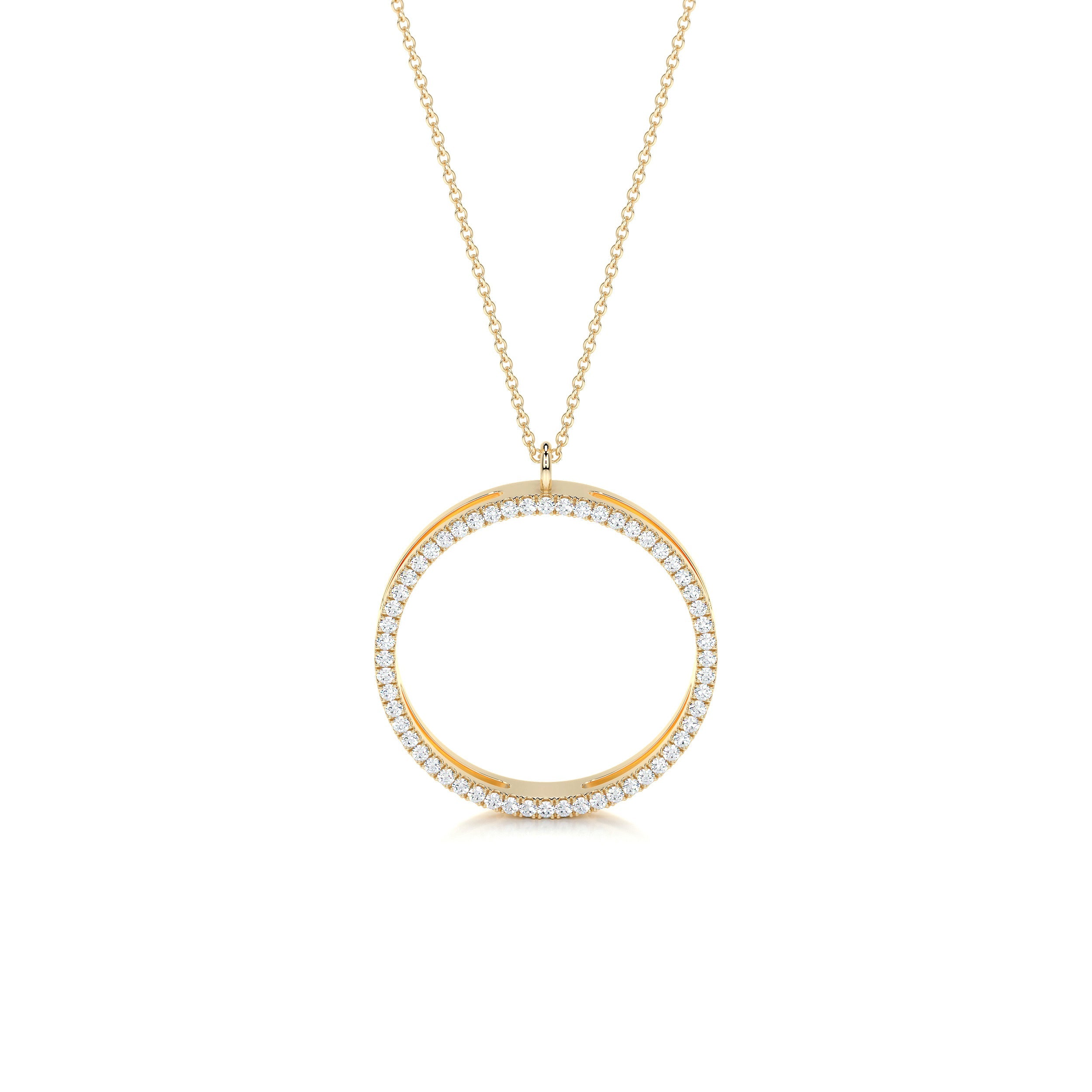 Cali Hoop Lab Grown Diamond Pendant (0.3 Carat) -18K Yellow Gold