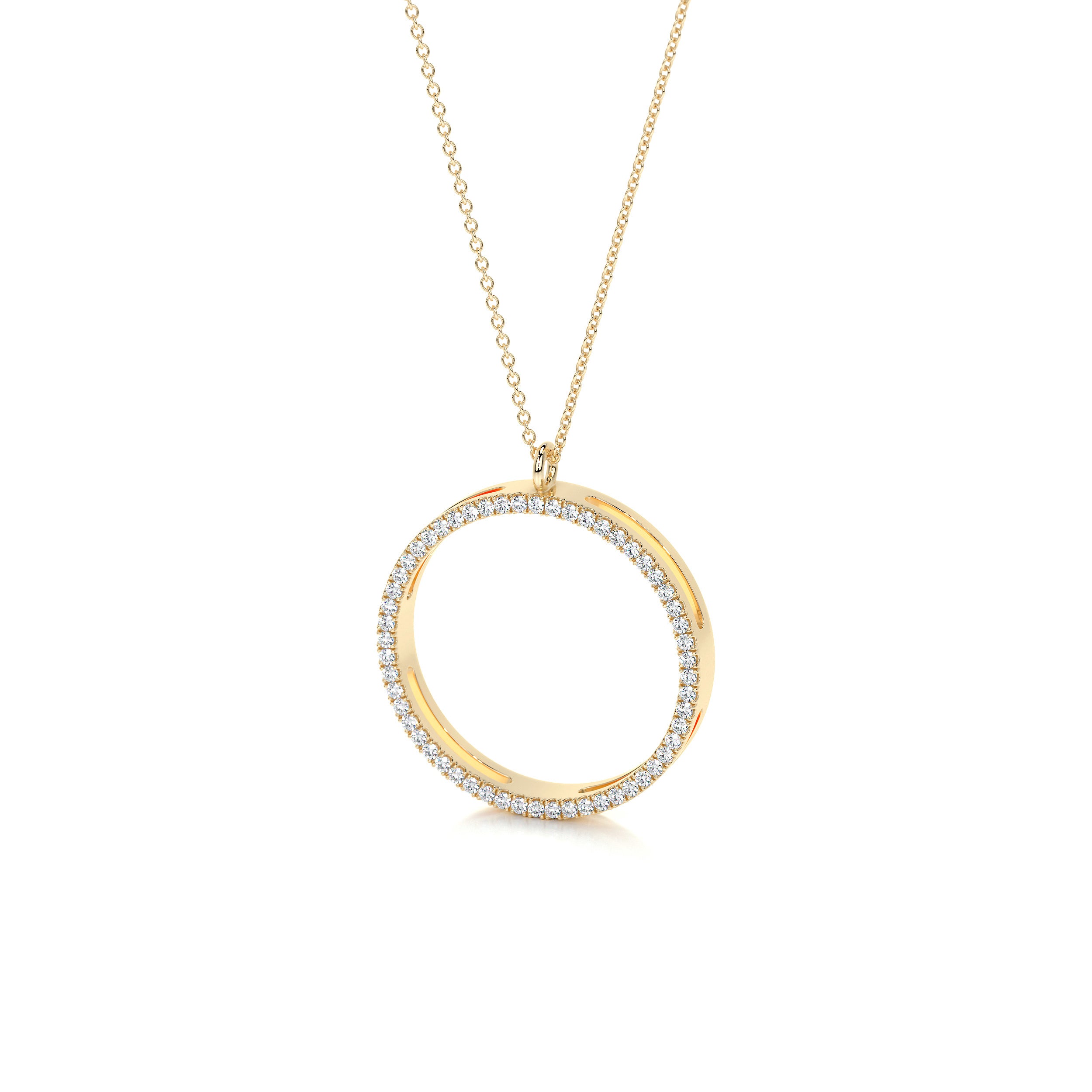Cali Hoop Lab Grown Diamond Pendant (0.3 Carat) -18K Yellow Gold