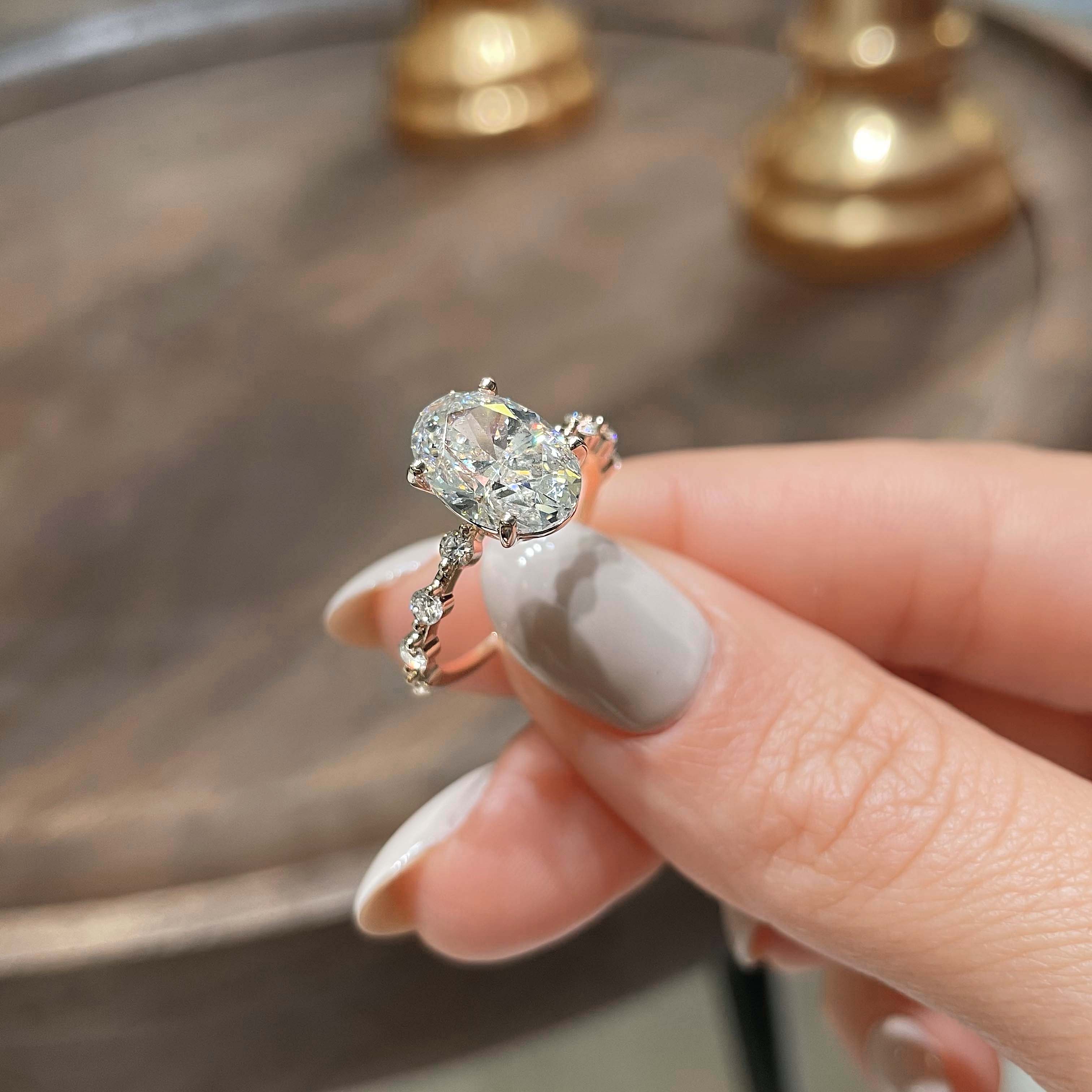 Bell Diamond Engagement Ring -14K Rose Gold