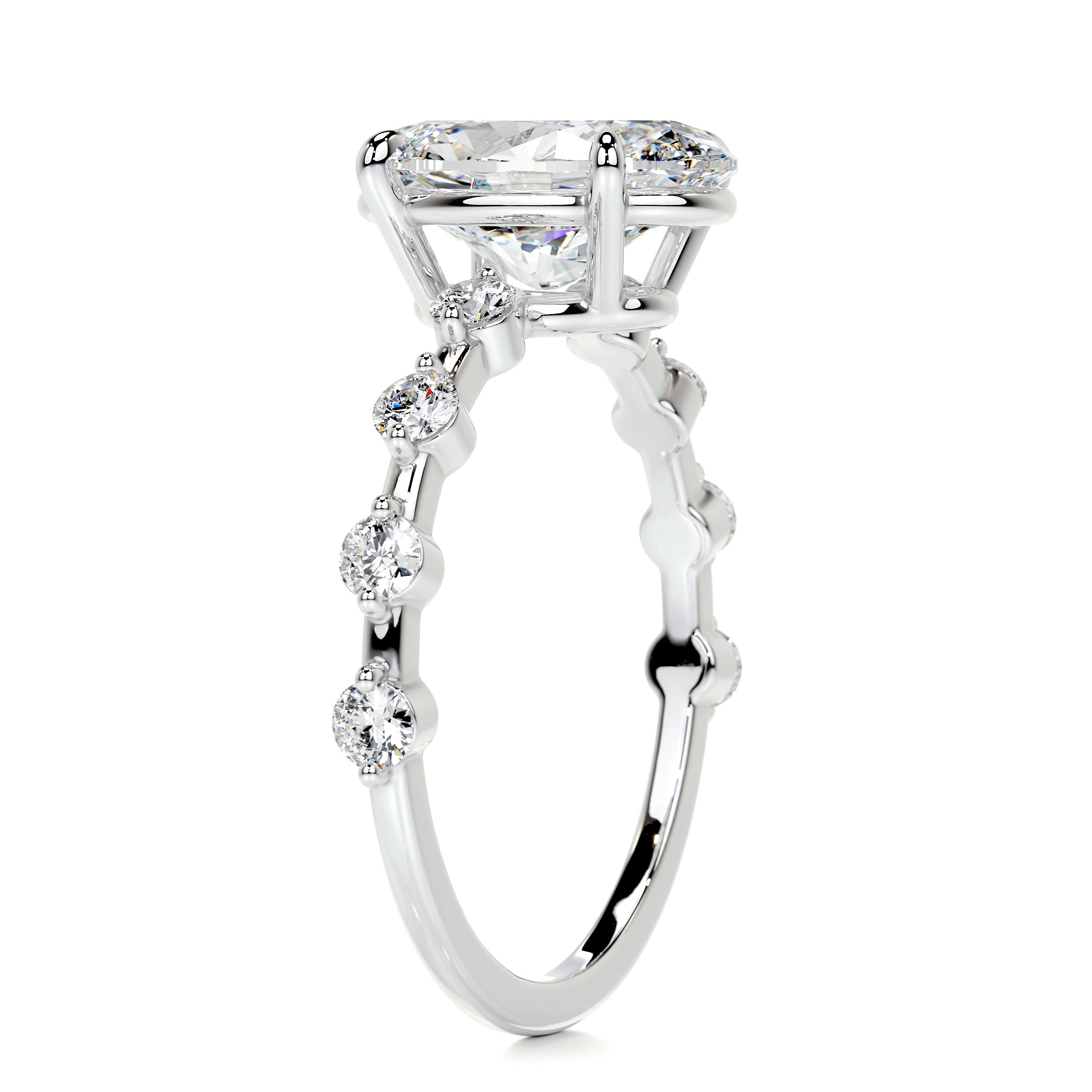 Bell Diamond Engagement Ring -14K White Gold