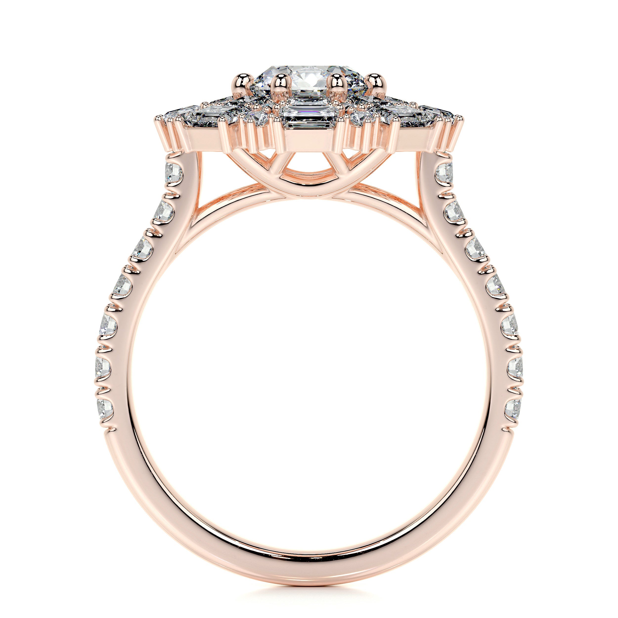 Snowflake Lab Grown Diamond Ring -14K Rose Gold