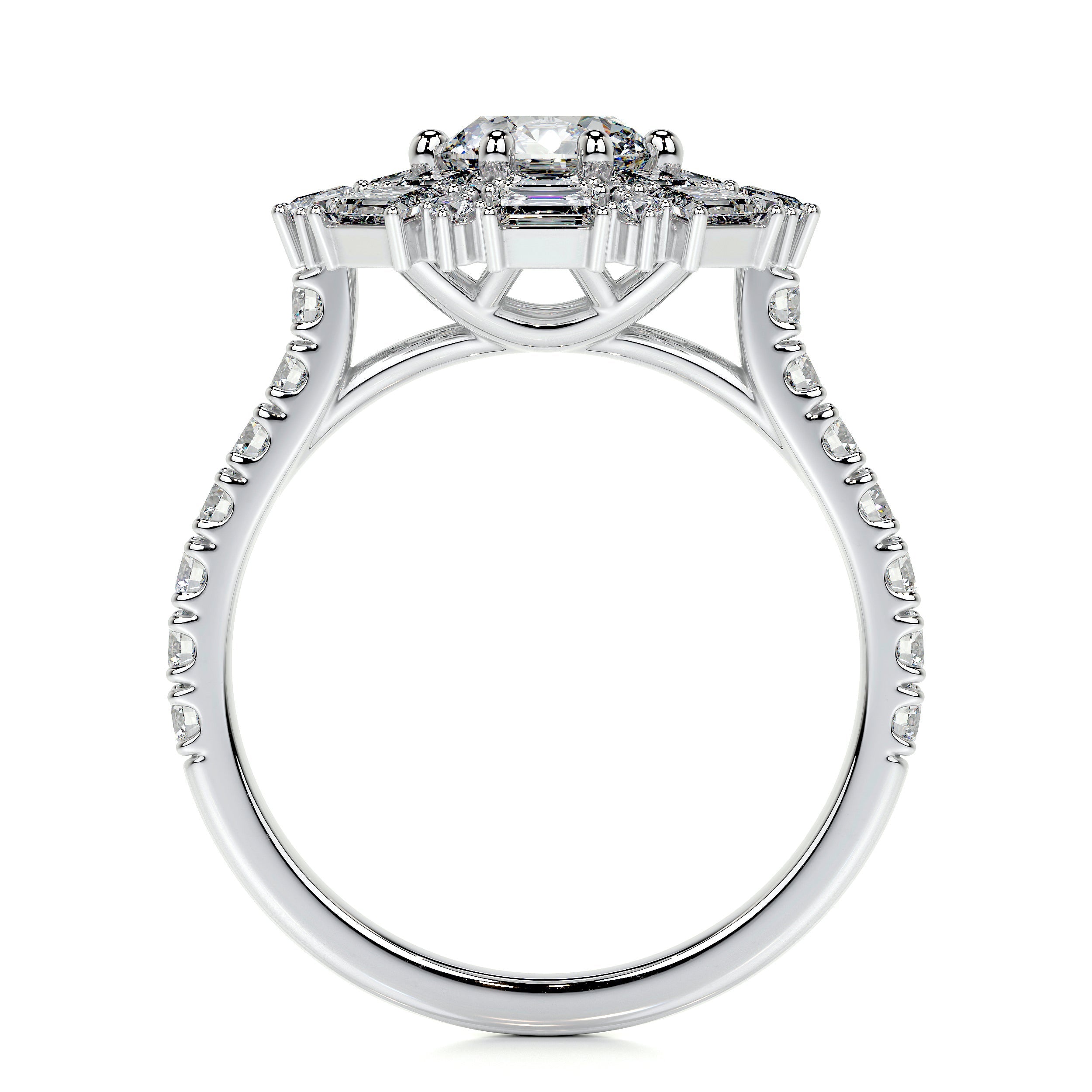 Snowflake Lab Grown Diamond Ring -14K White Gold