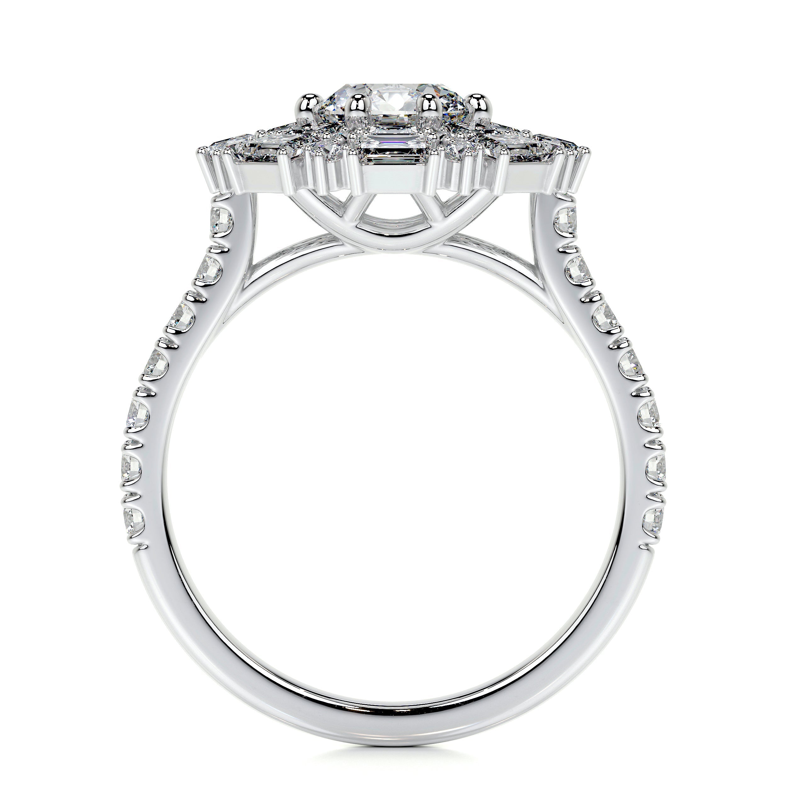 Snowflake Lab Grown Diamond Ring -18K White Gold