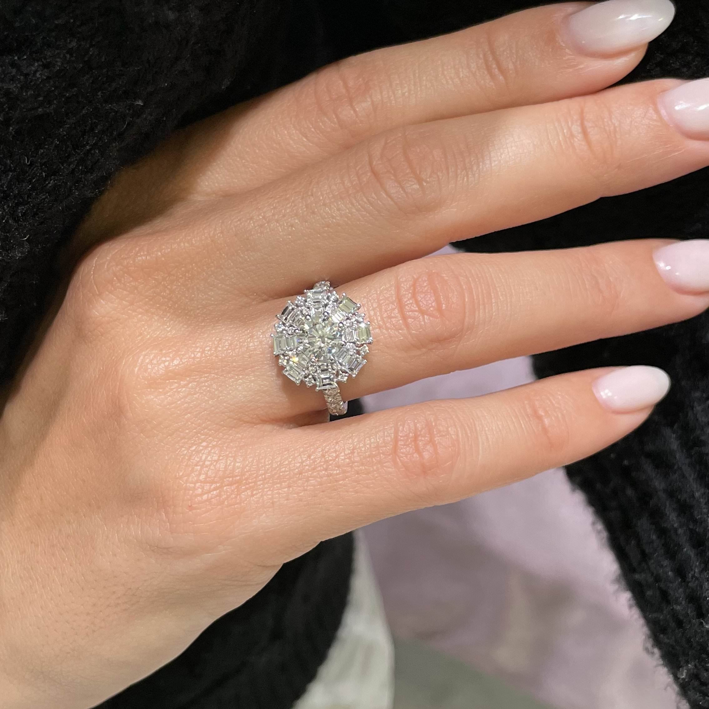 Snowflake Diamond Engagement Ring -Platinum