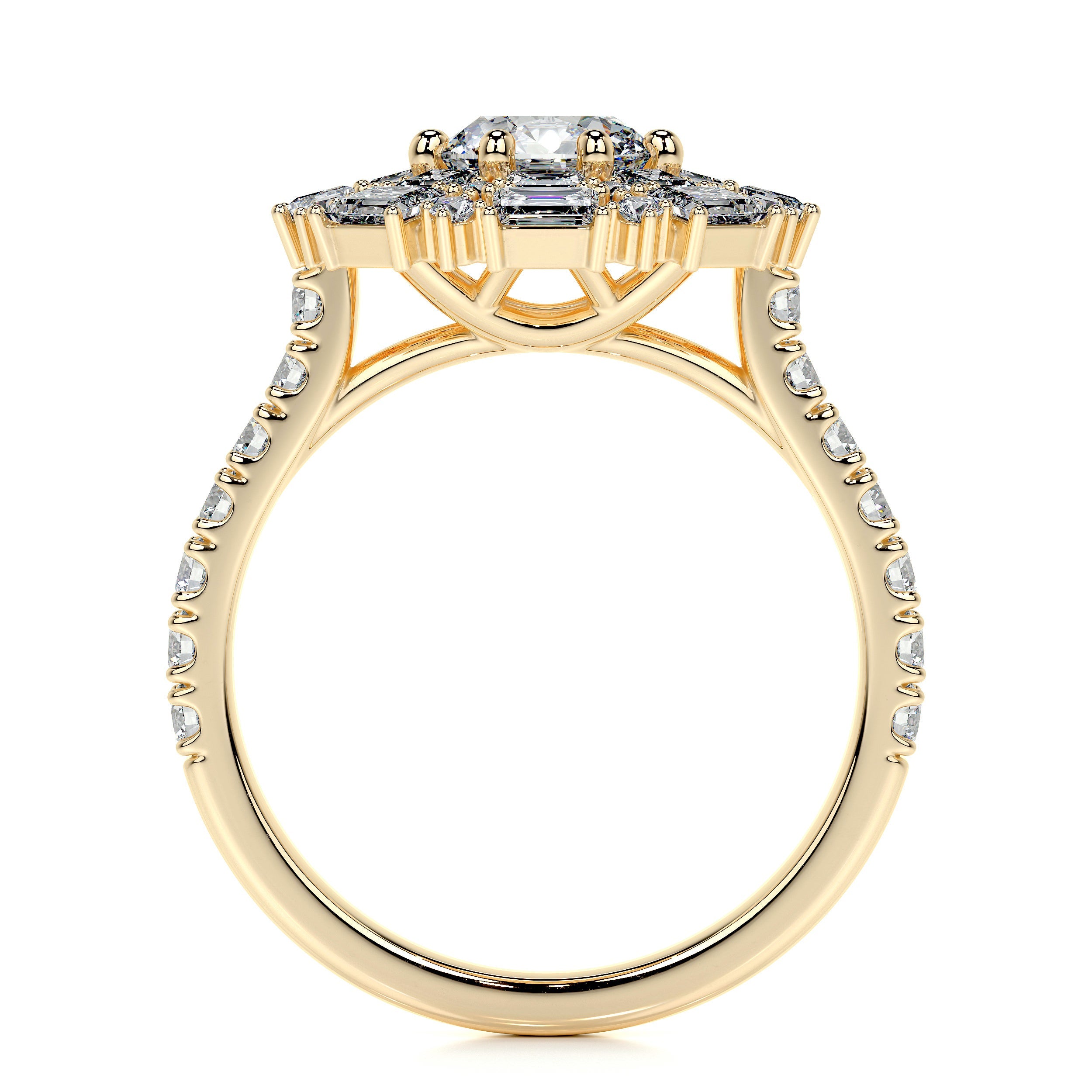 Snowflake Lab Grown Diamond Ring -18K Yellow Gold