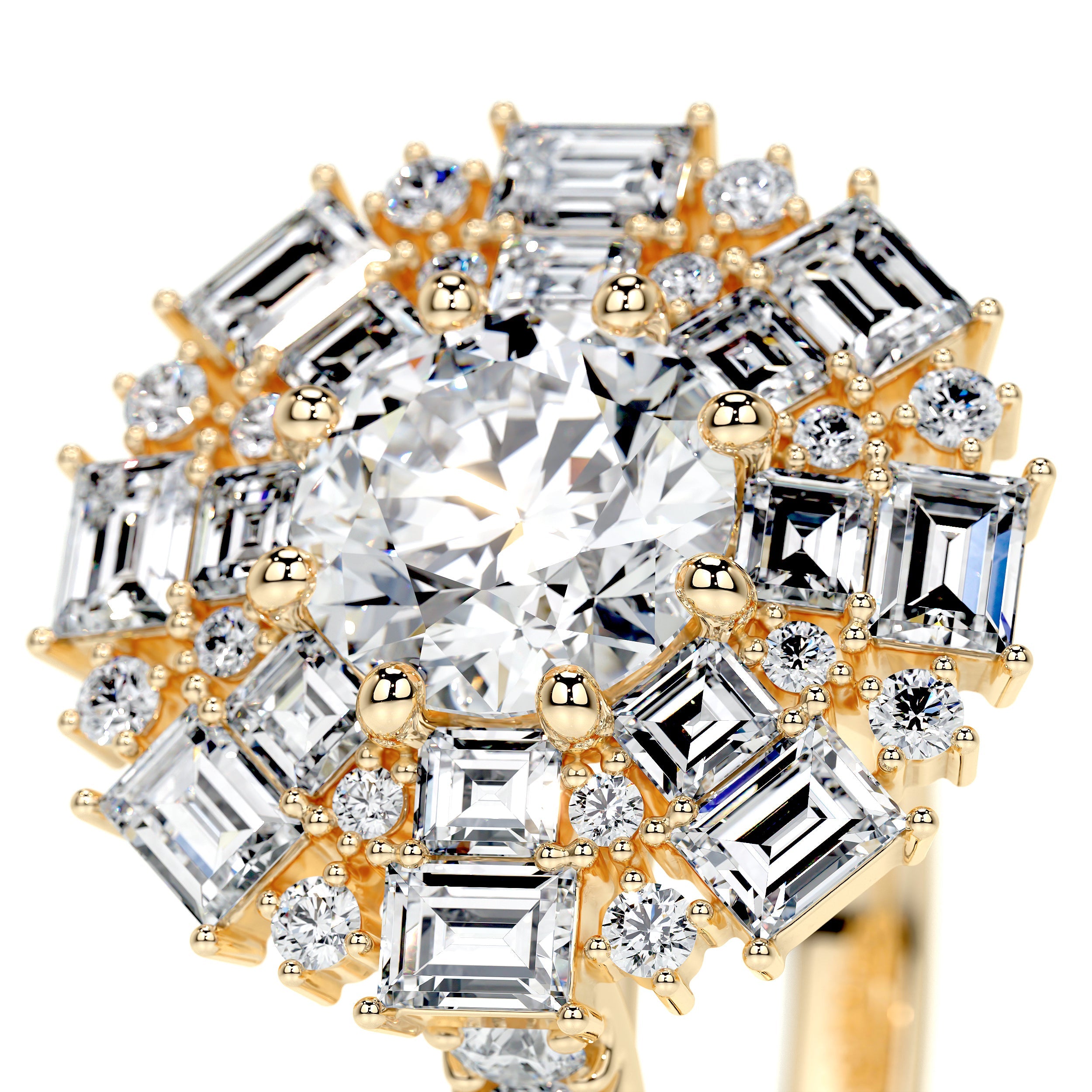 Snowflake Lab Grown Diamond Ring -18K Yellow Gold