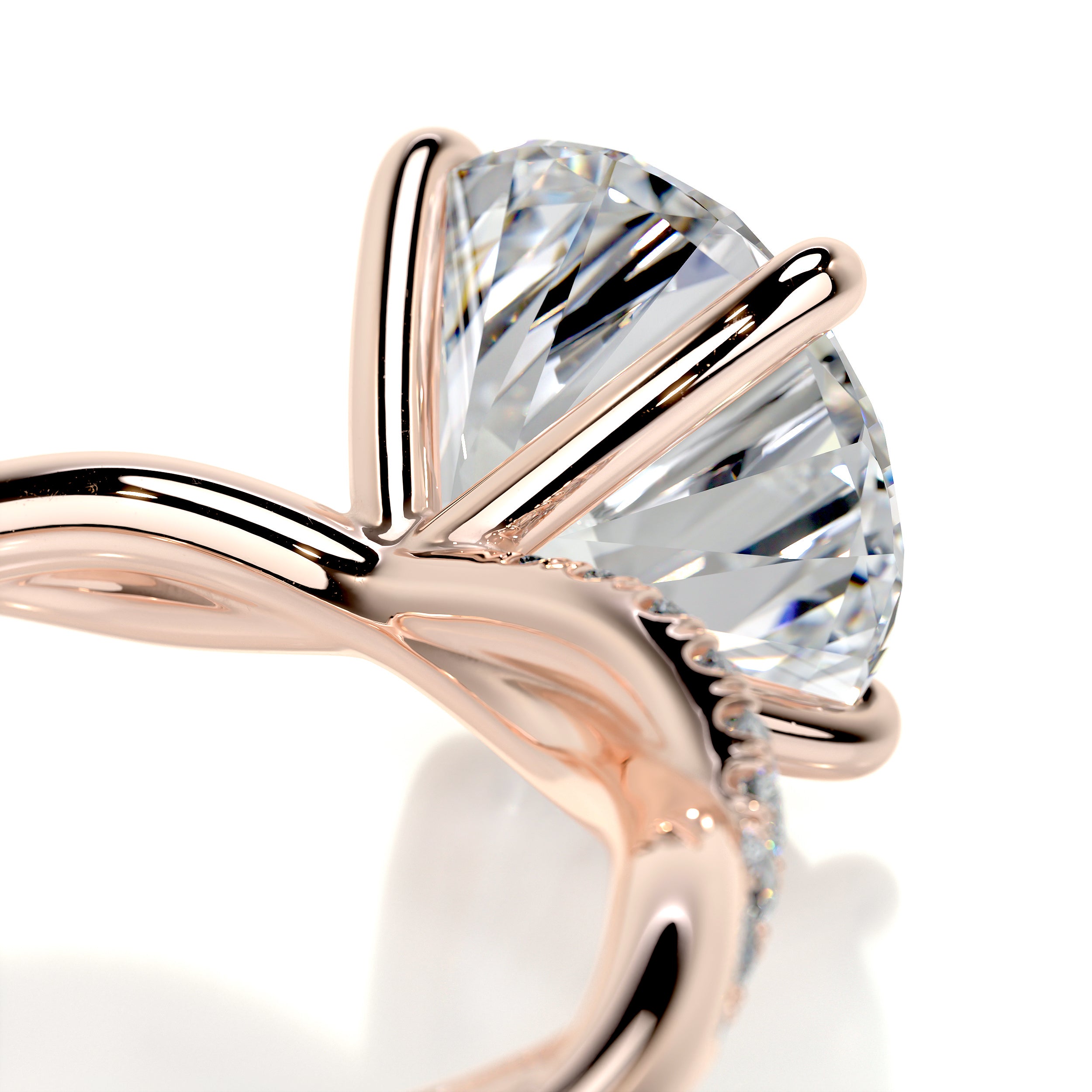 Crystal Diamond Engagement Ring -14K Rose Gold