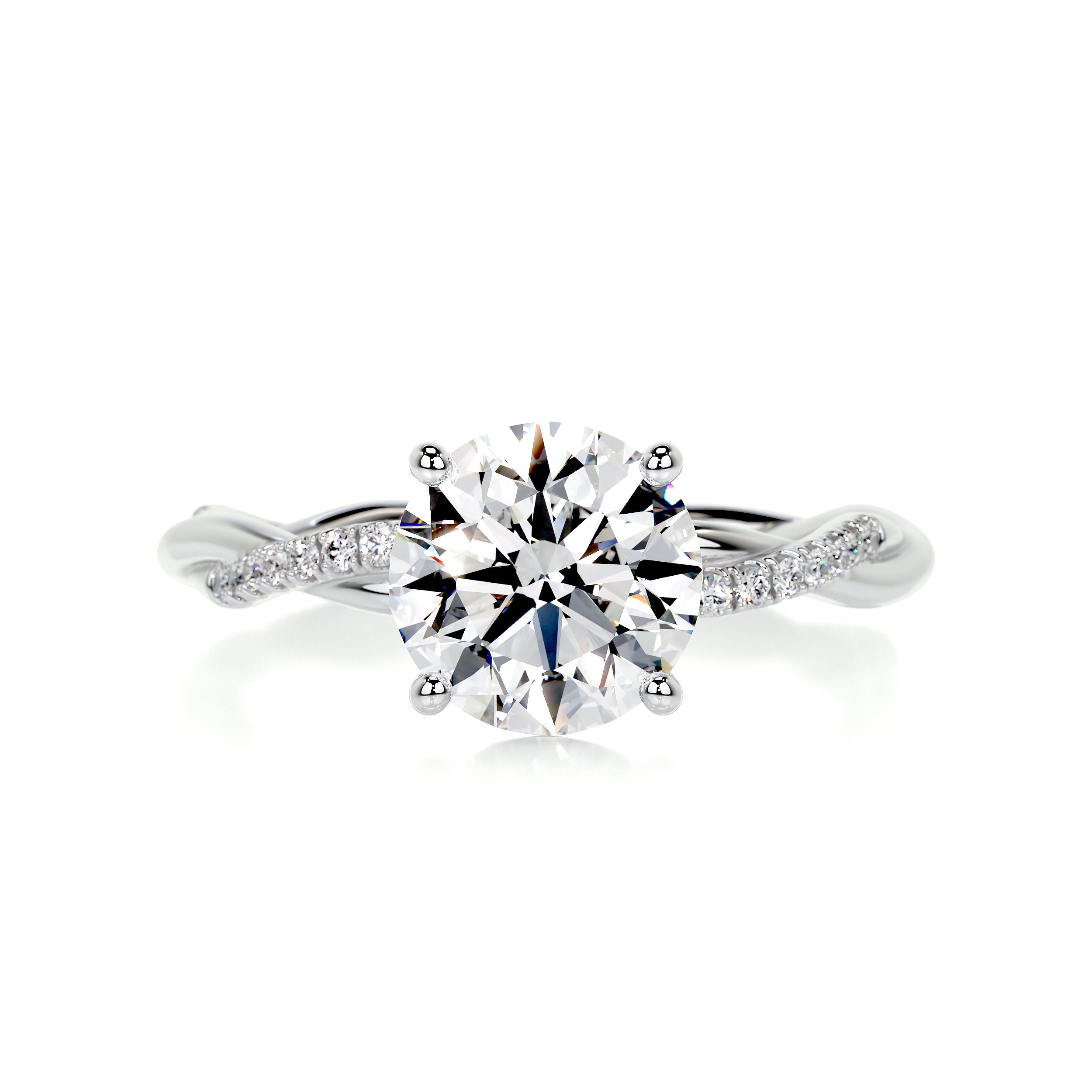 Crystal Diamond Engagement Ring -14K White Gold