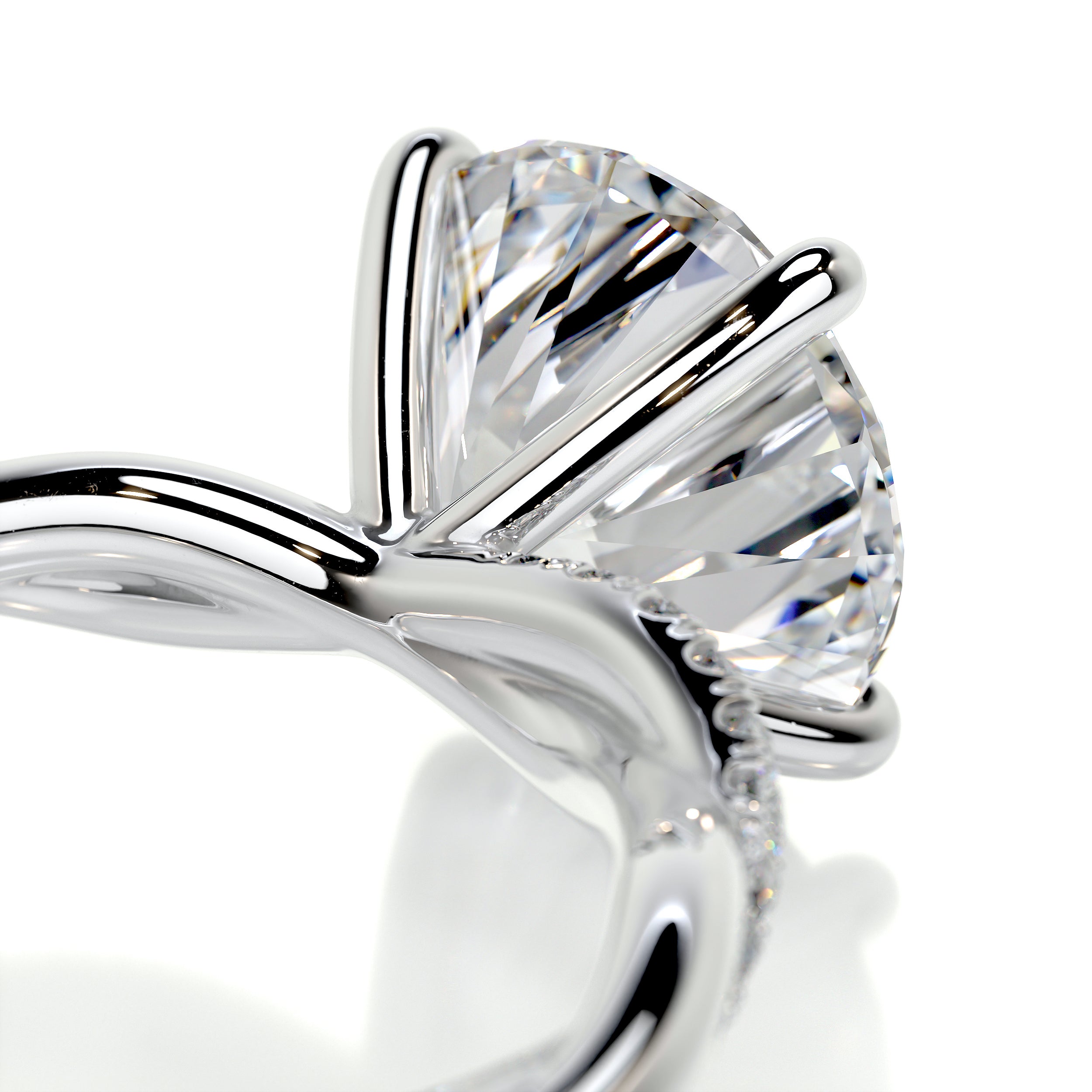 Crystal Diamond Engagement Ring -Platinum