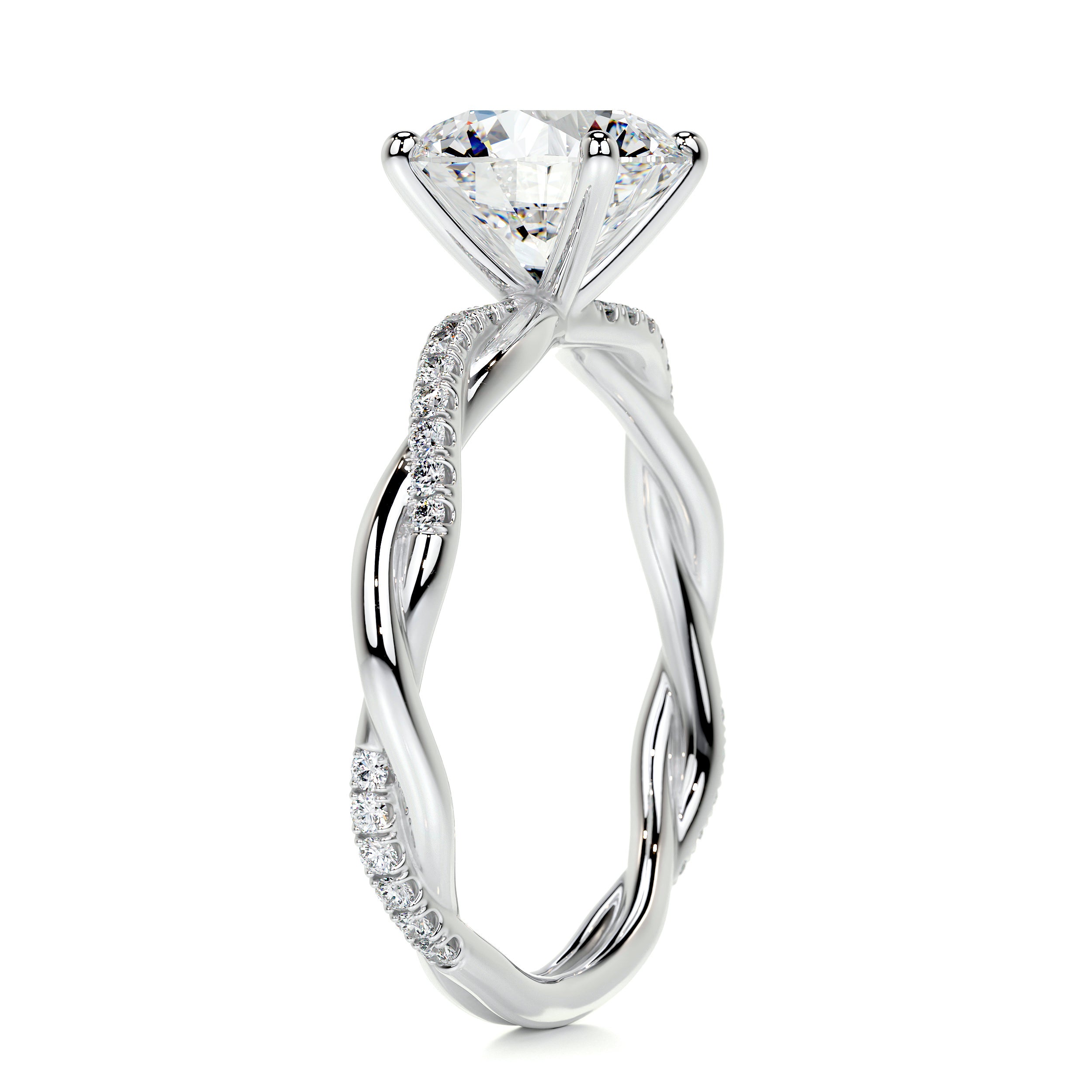 Crystal Diamond Engagement Ring -14K White Gold