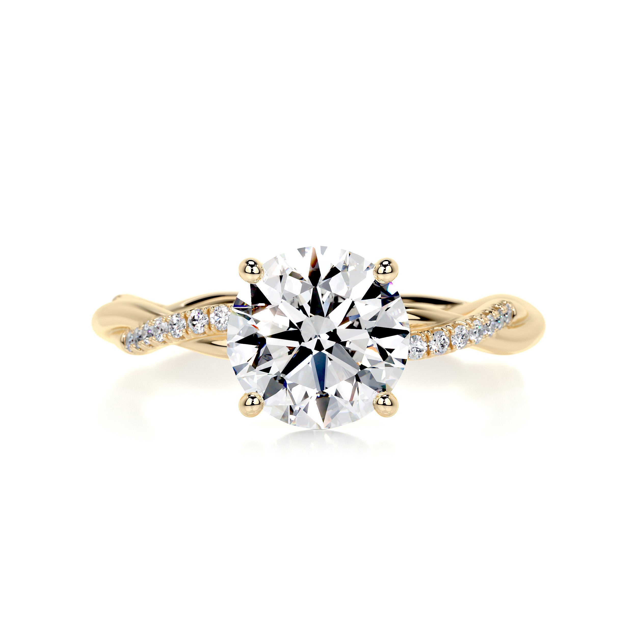 Crystal Diamond Engagement Ring -18K Yellow Gold
