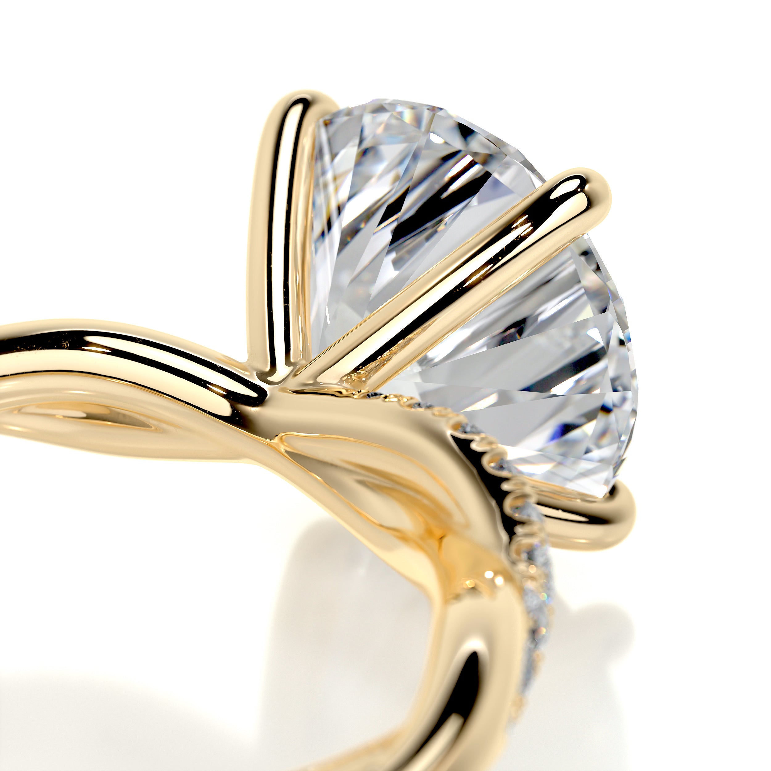 Crystal Diamond Engagement Ring -18K Yellow Gold