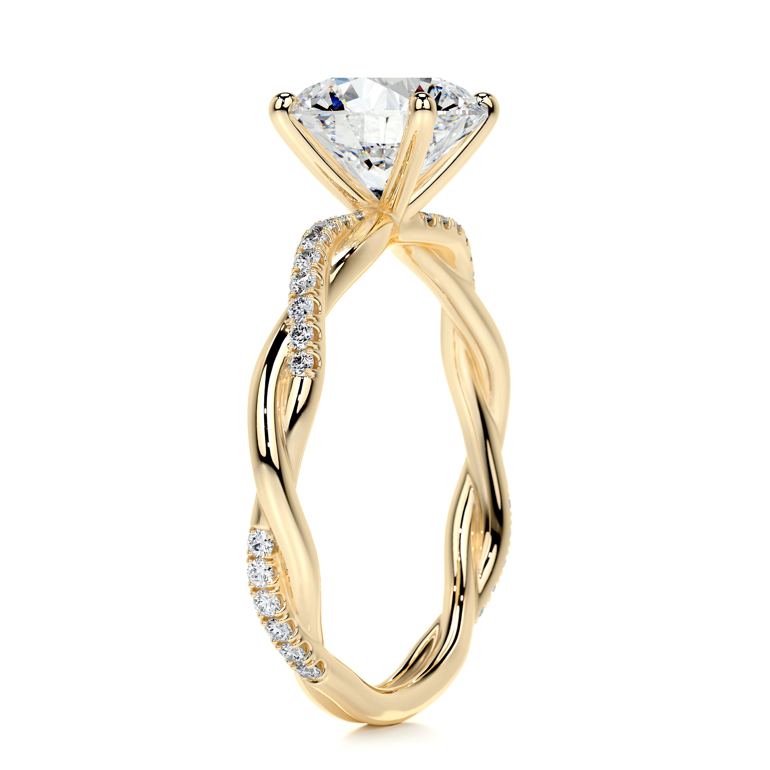 Crystal Diamond Engagement Ring -18K Yellow Gold