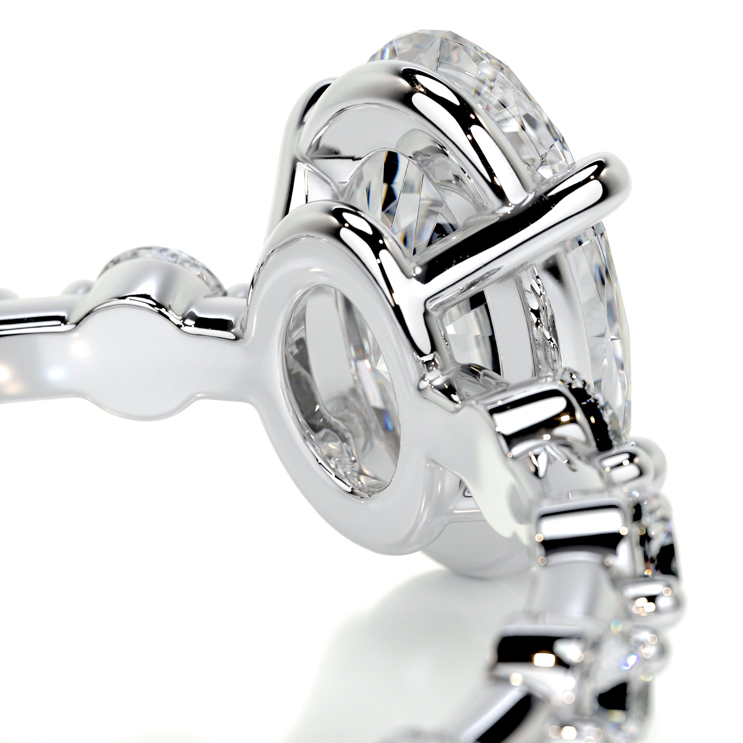 Bell Diamond Engagement Ring -18K White Gold