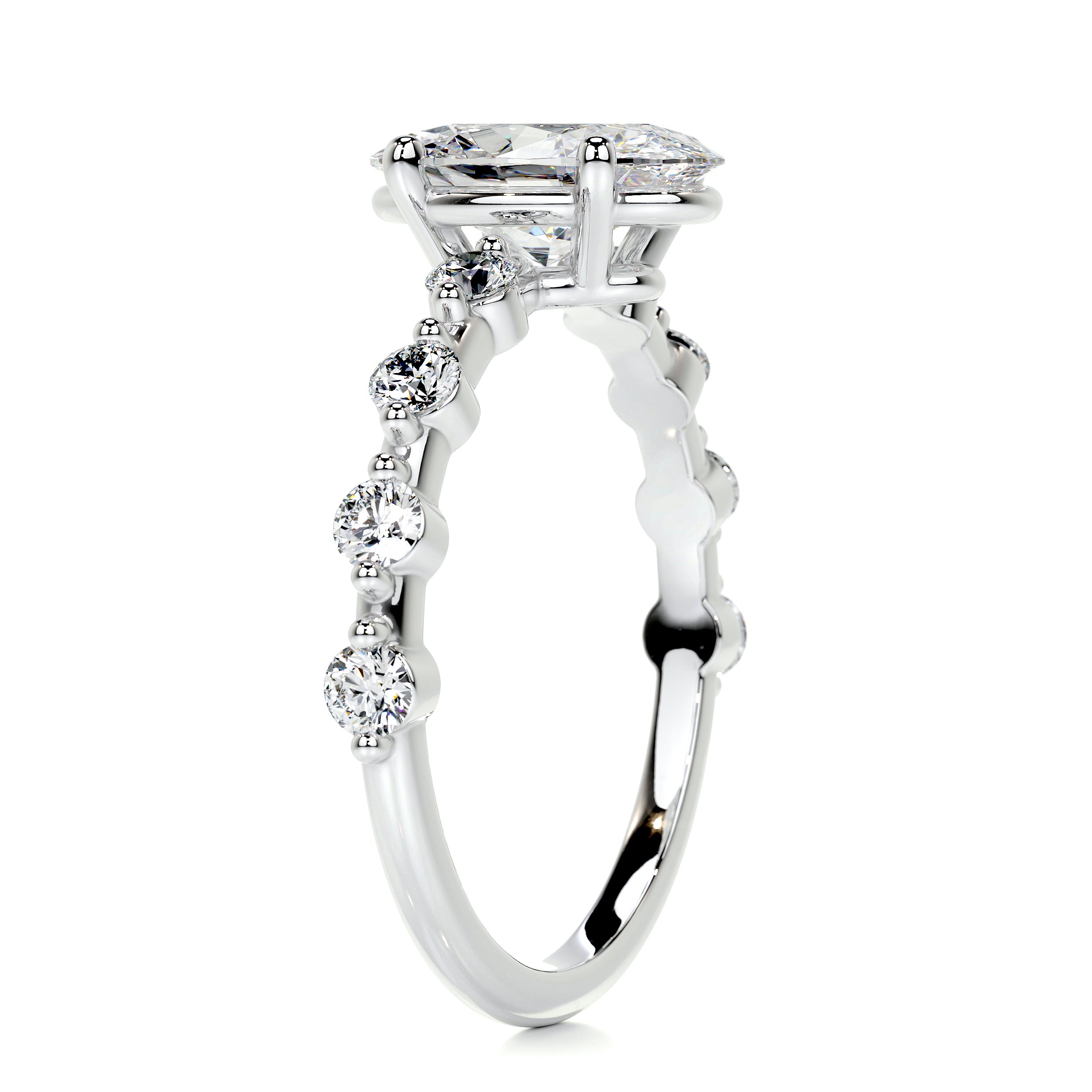 Bell Diamond Engagement Ring -18K White Gold