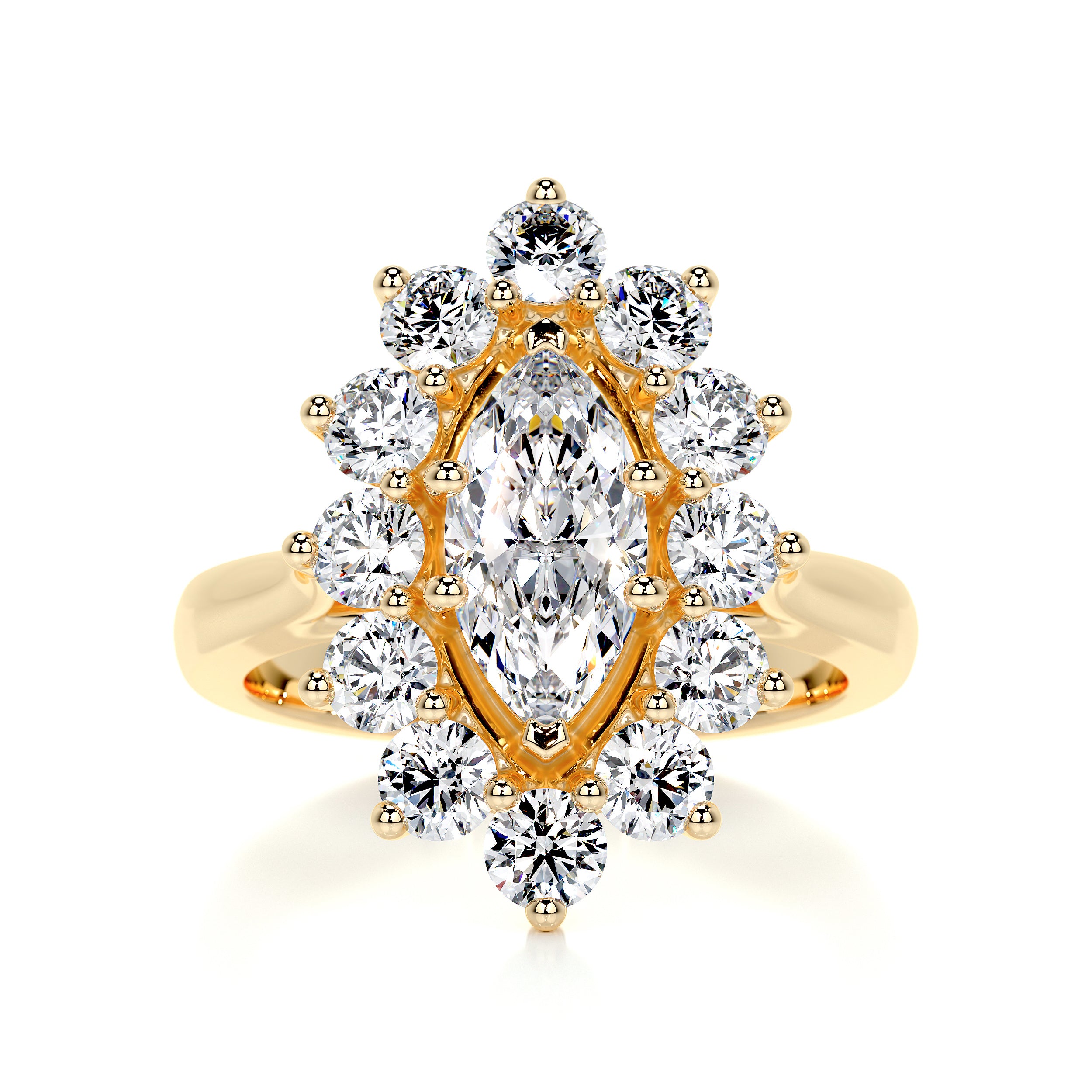 Yali Diamond Engagement Ring -18K Yellow Gold