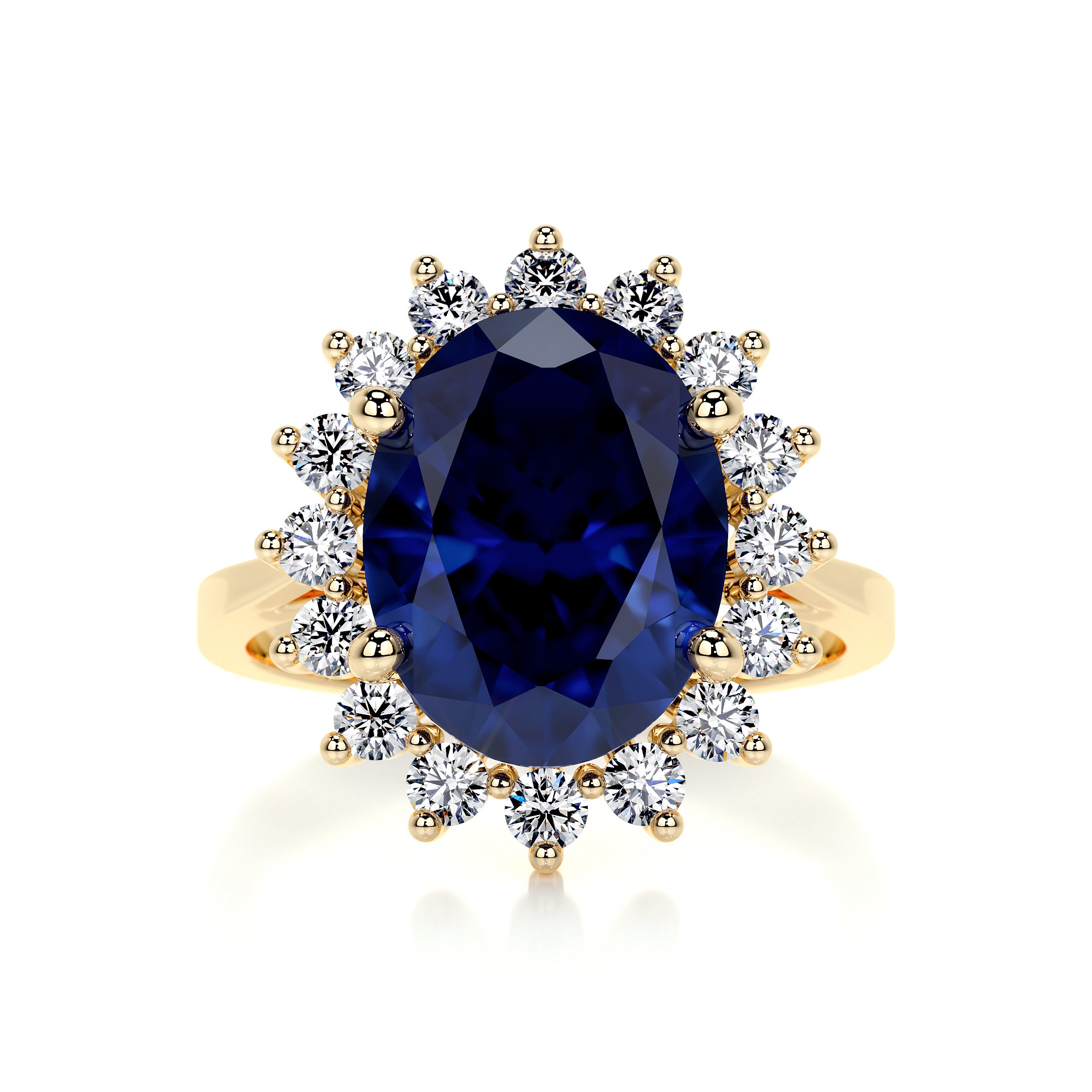 Lyn Gemstone & Diamonds Ring   (7 Carat) - 18K Yellow Gold