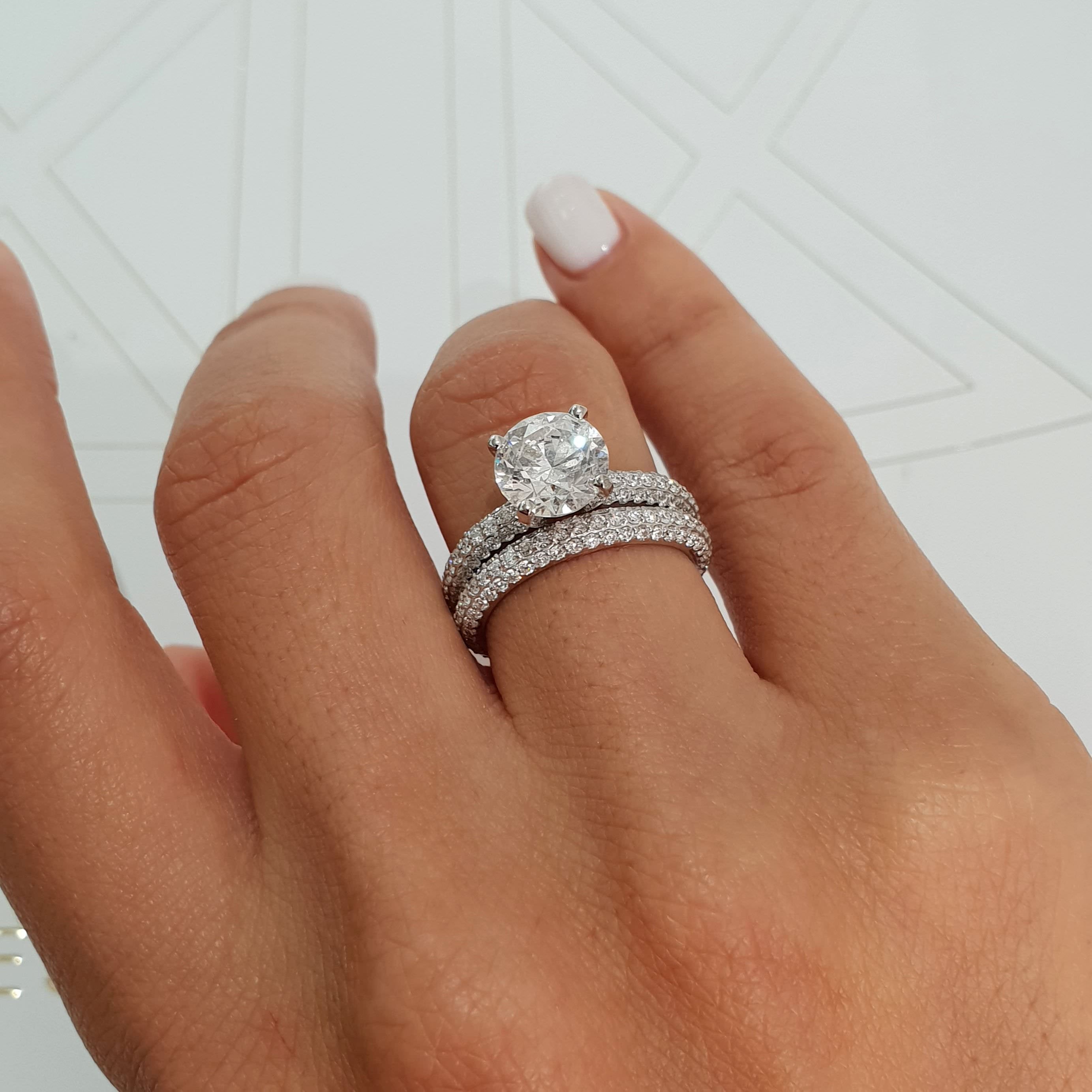Charlotte Lab Grown Diamond Bridal Set (4 Carat) -14K White Gold