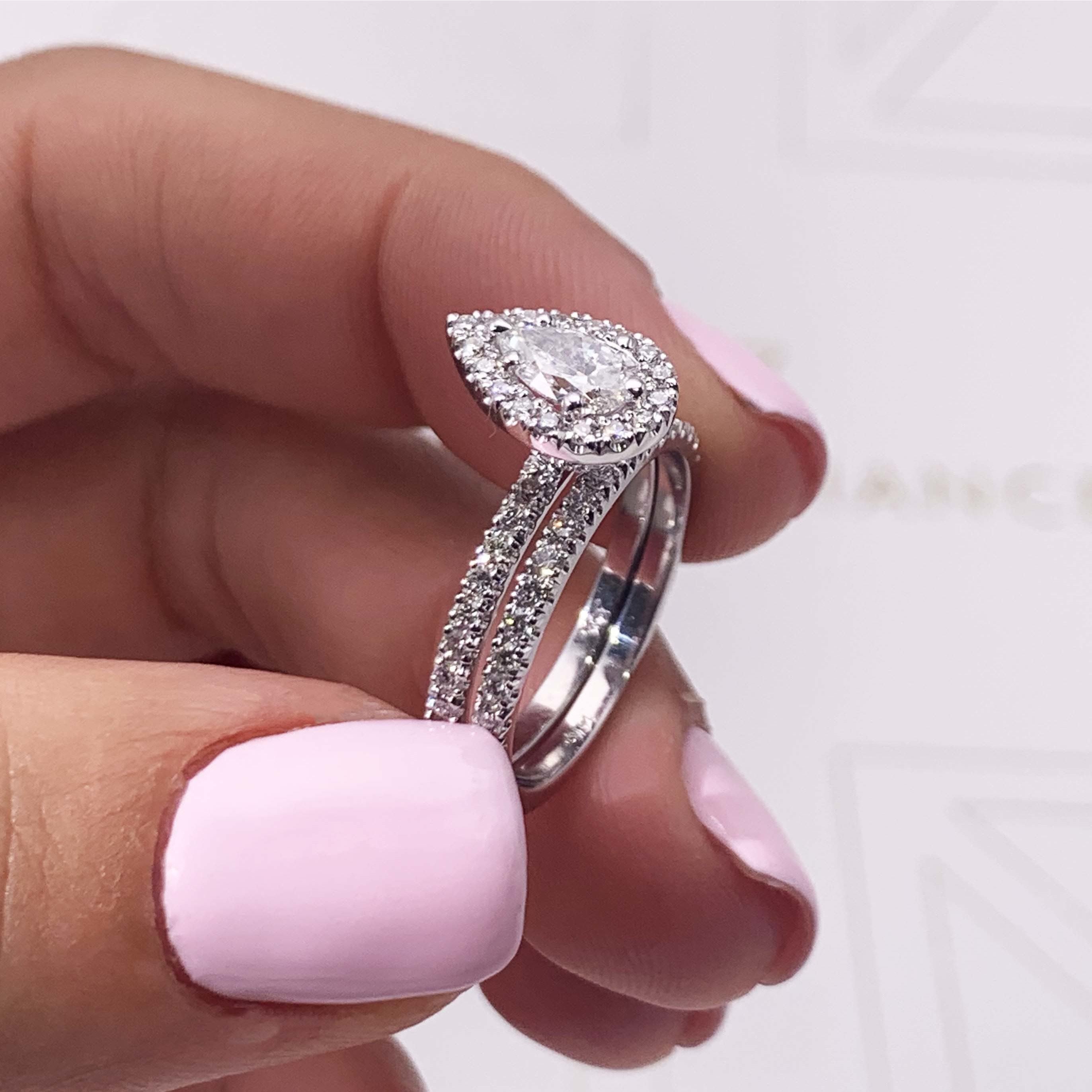 Juniper Lab Grown Diamond Bridal Set   (1.65 Carat) -14K White Gold